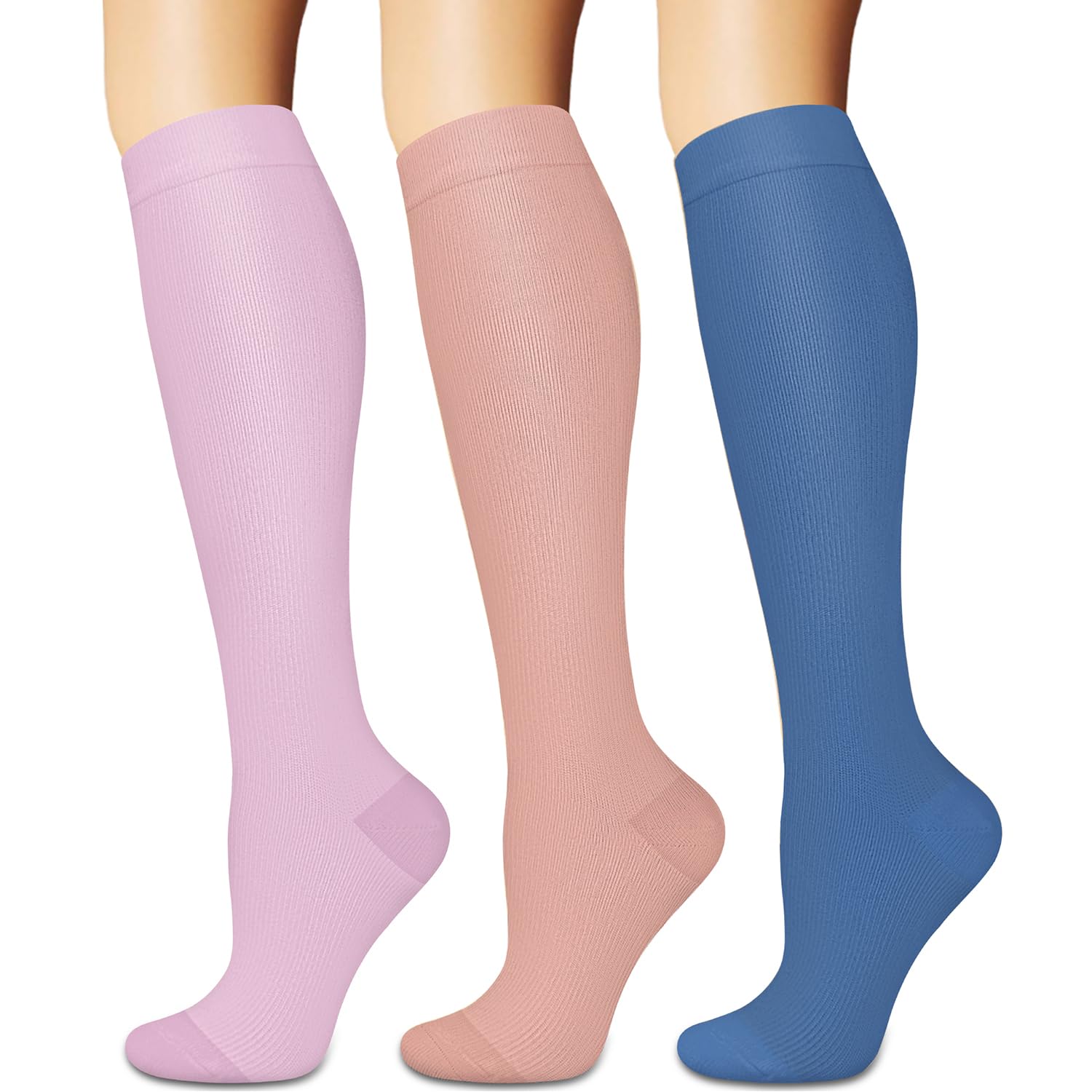 Best Compression Socks for Women & Men - 3 Pairs Medical Grade Support Socks for Improved Circulation, Running, Nursing & Travel - Perfect for Long Flights, Workouts & Healthcare Professionals