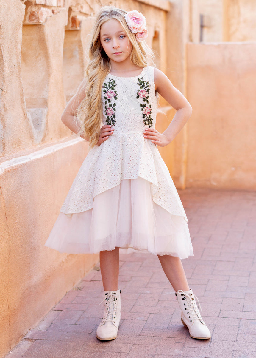 Amberlyn Cream Dress for Women | Elegant Casual & Party Wear | Perfect for Weddings, Dates & Office