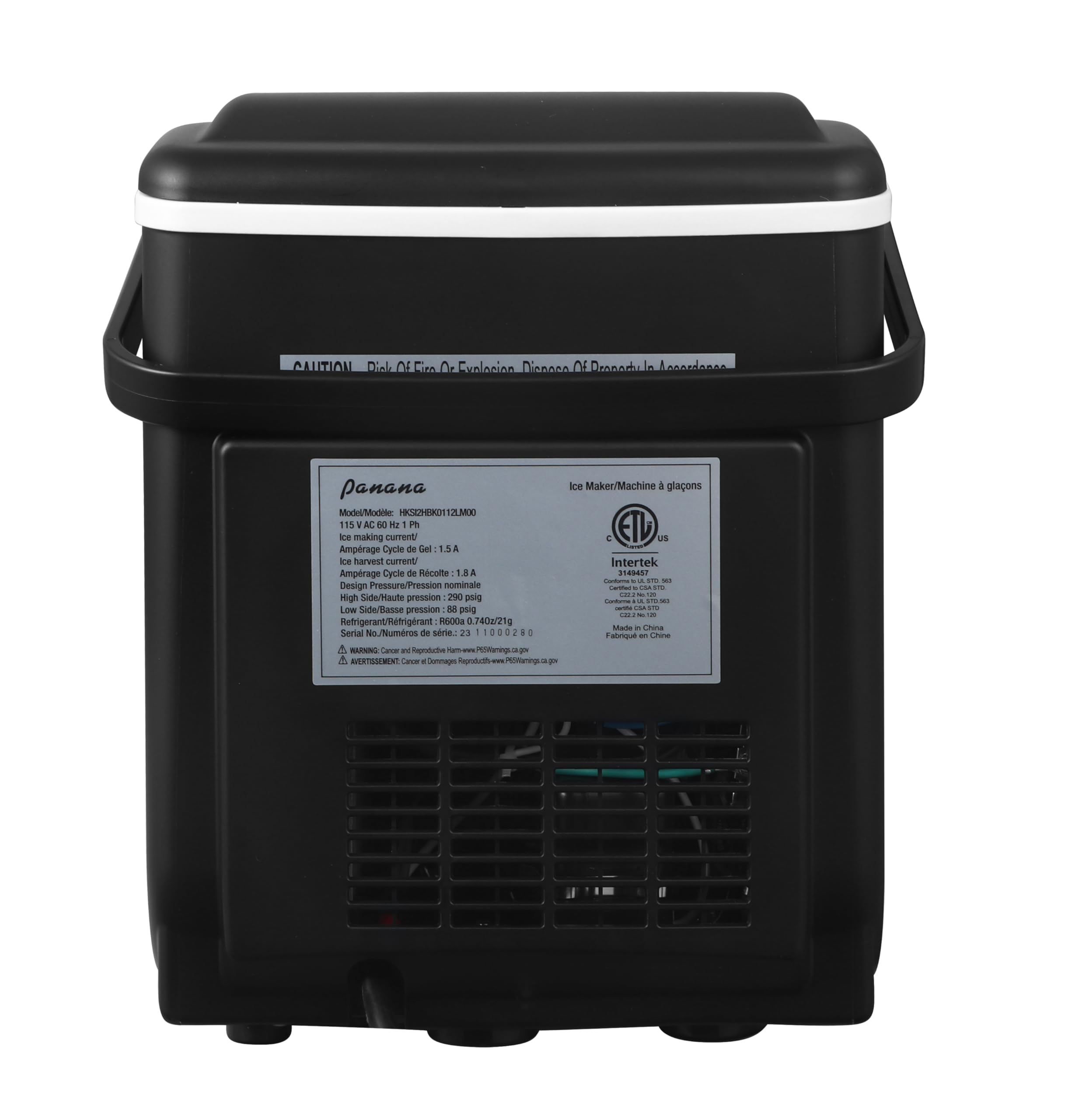 Panana Countertop Ice Maker Machine - Portable Automatic Ice Cube Maker for Home, Office & Parties - Makes 9 Ice Cubes in 7 Minutes - Low Noise Operation with Handle, Scoop & Basket (Black) - Perfect for Cocktails, Iced Coffee & Outdoor Events