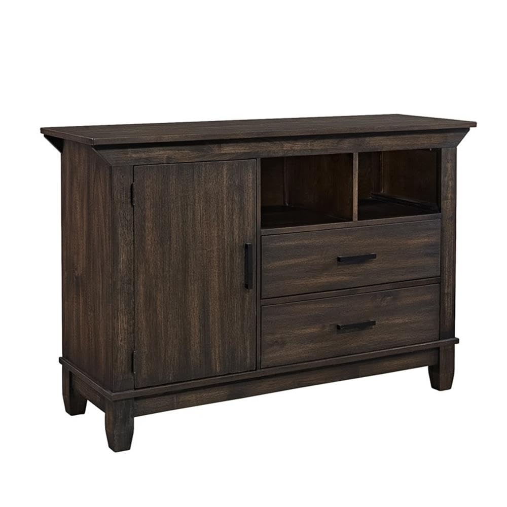 Liberty Furniture Double Bridge Dark Brown Sideboard - Elegant Buffet Cabinet for Dining Room, Living Room & Entryway Storage | Solid Wood Construction & Spacious Drawers