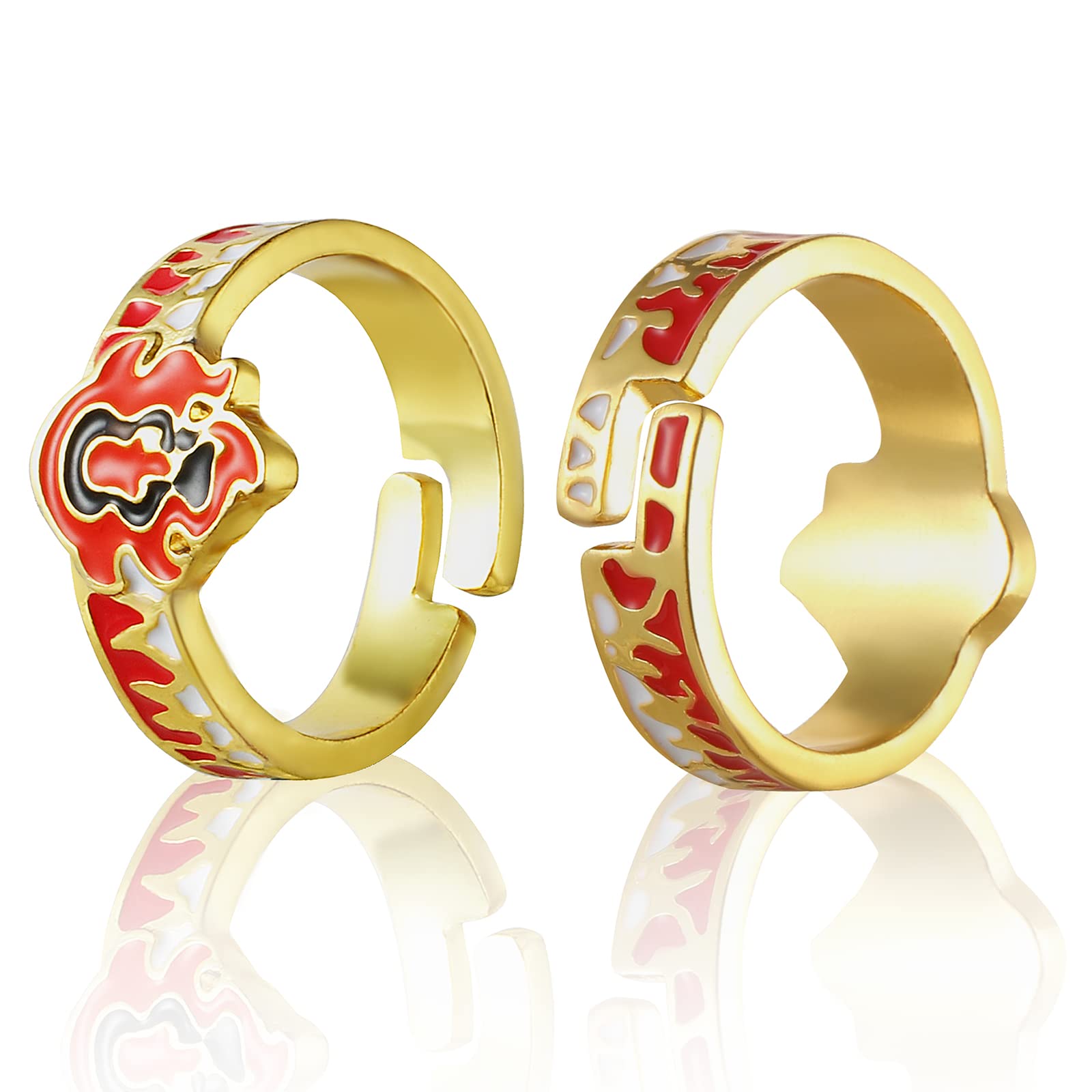 Demon Slayer Anime Adjustable Rings - High Quality Durable Handmade Cosplay Jewelry for Men and Women - Perfect for Halloween Costumes, Anime Conventions & Everyday Wear