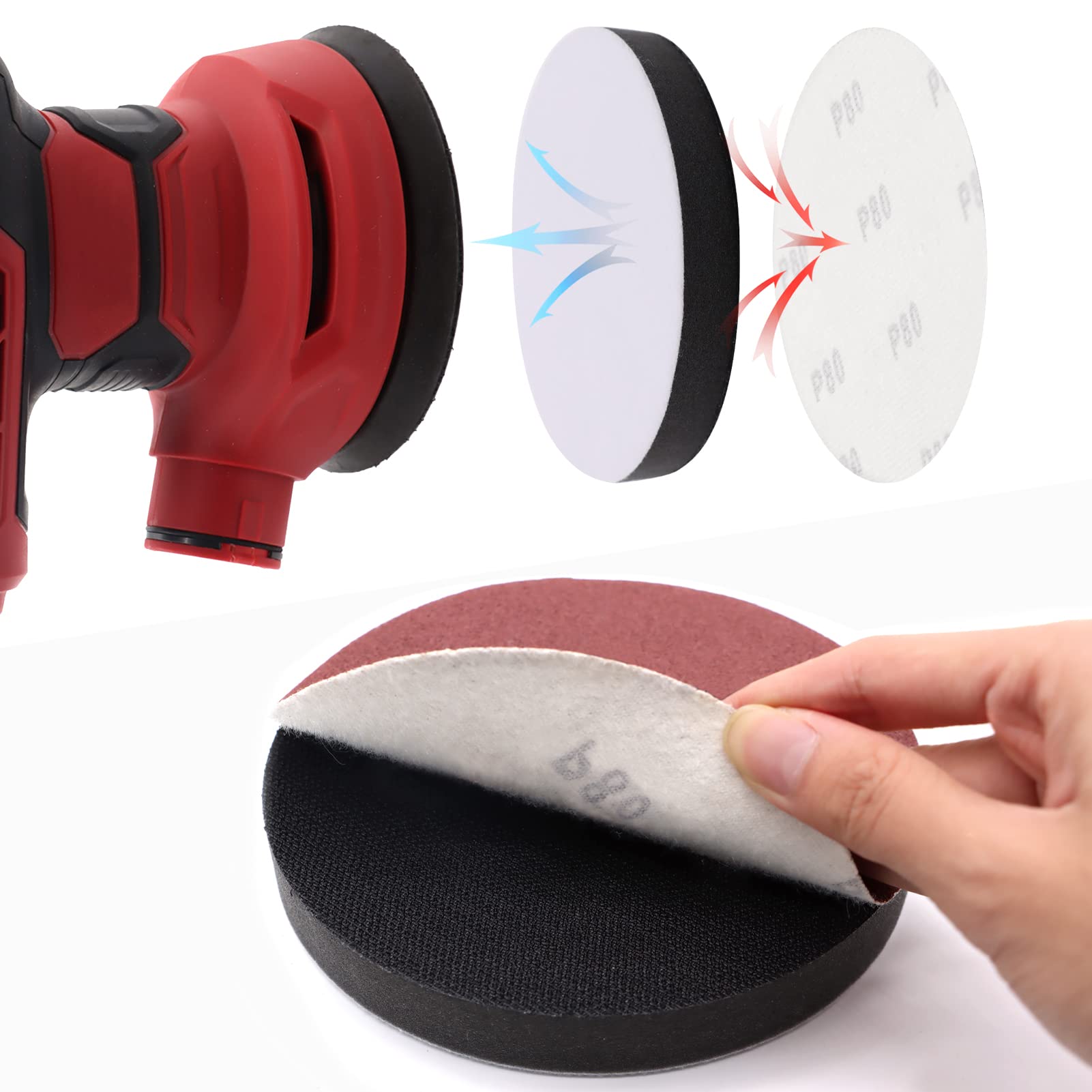 3 Pack 5 Inch Hook and Loop Soft Density Sponge Cushion Buffer Backing Pads - Foam Sanding Interface Pads for Orbital Sander, Automotive Polishing & Woodworking - Perfect for DIY Projects, Car Detailing & Furniture Refinishing