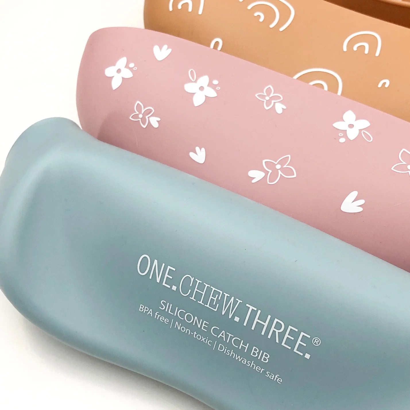 One Chew Three Silicone Catch Bib - Waterproof Baby Feeding Bib with Deep Food Pocket for Mess-Free Meals - Perfect for Infants & Toddlers at Home, Restaurants or Daycare
