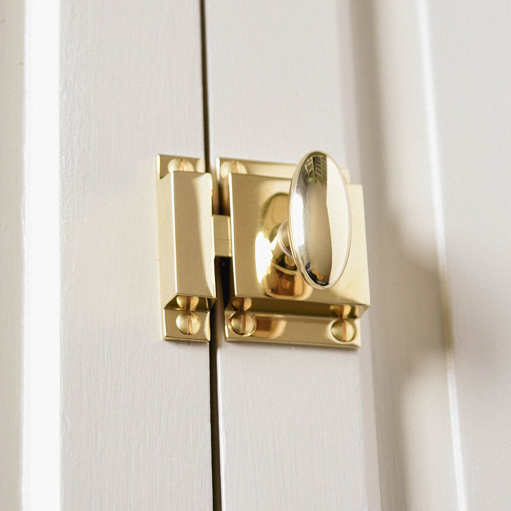 Vintage Style Polished Brass Zeppelin Cabinet Latch - Heavy Duty Drawer Catch for Kitchen Cabinets, Furniture & Home Decor - Perfect for Farmhouse, Industrial & Retro Interior Design