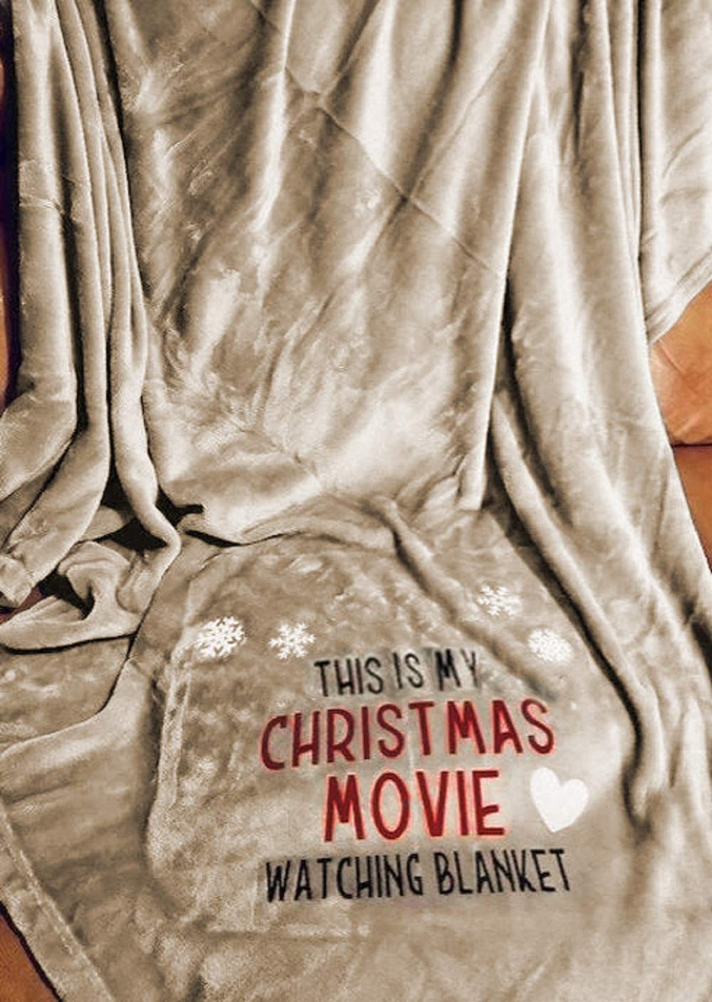 Cozy Fluffy Khaki Blanket 51x59 Inch - Soft Christmas Movie Watching Throw for Couch, Sofa & Bed - Perfect New Year Gift for Family & Friends - Ideal for Winter Nights, Movie Marathons and Cozy Home Decor