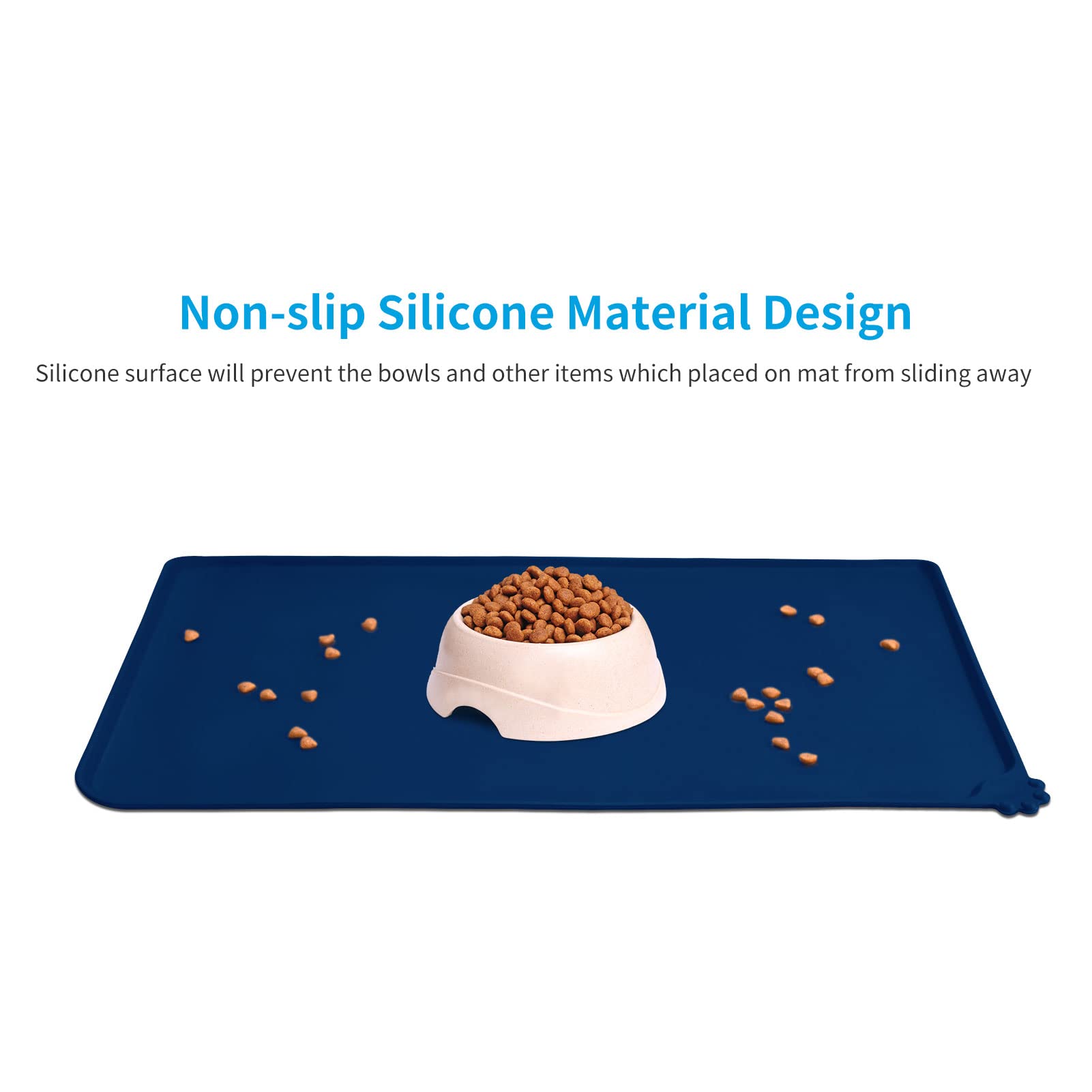**AUDWUD Non-Slip Silicone Pet Feeding Mat - Waterproof Dog Bowl Pad for Food & Water - Perfect for Messy Eaters & Spill Prevention in Kitchen or Outdoor Use**