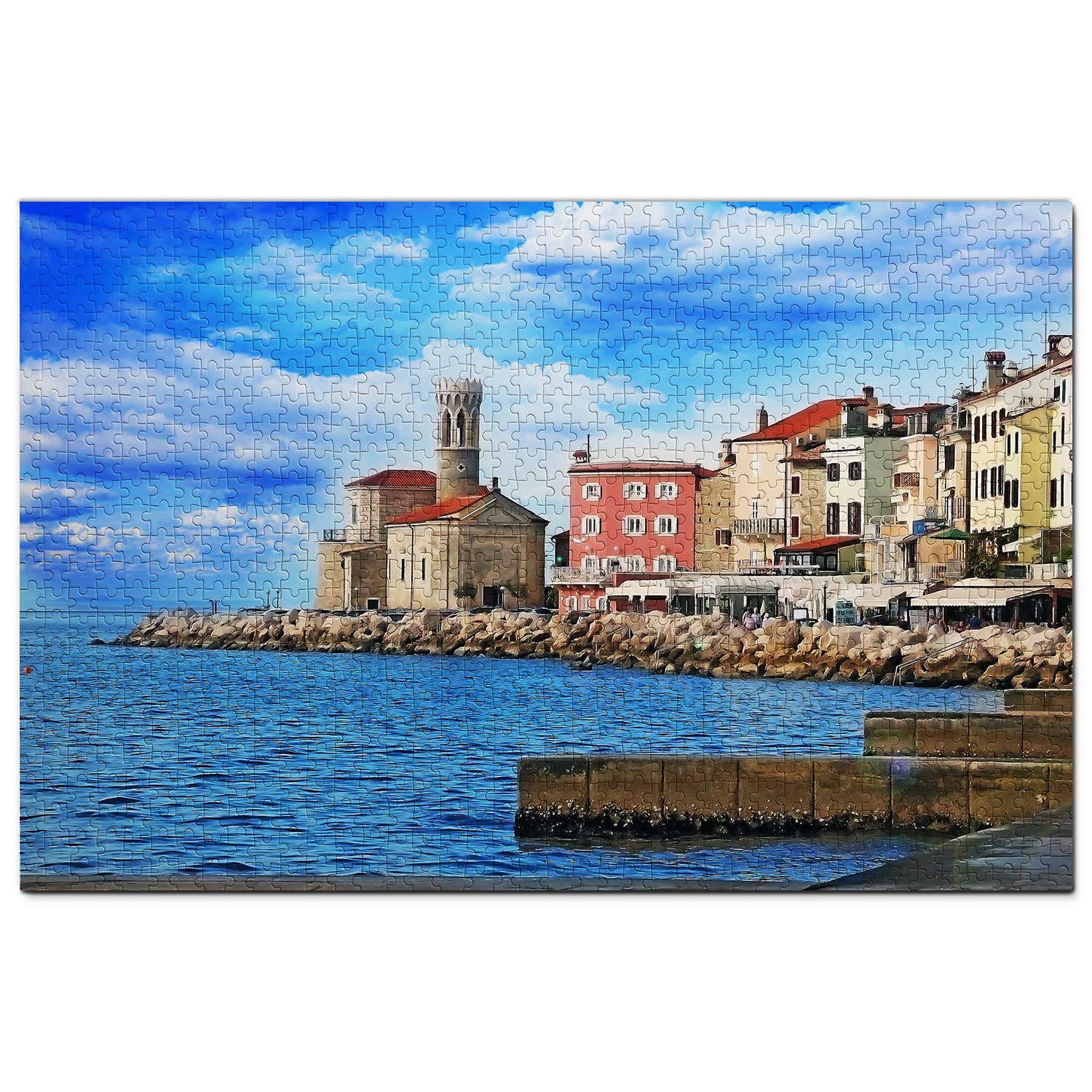 1000-Piece Slovakia Jigsaw Puzzle - Wooden Travel Souvenir of Piran Slovenia | Perfect for Home Decor, Family Game Night & Educational Activities