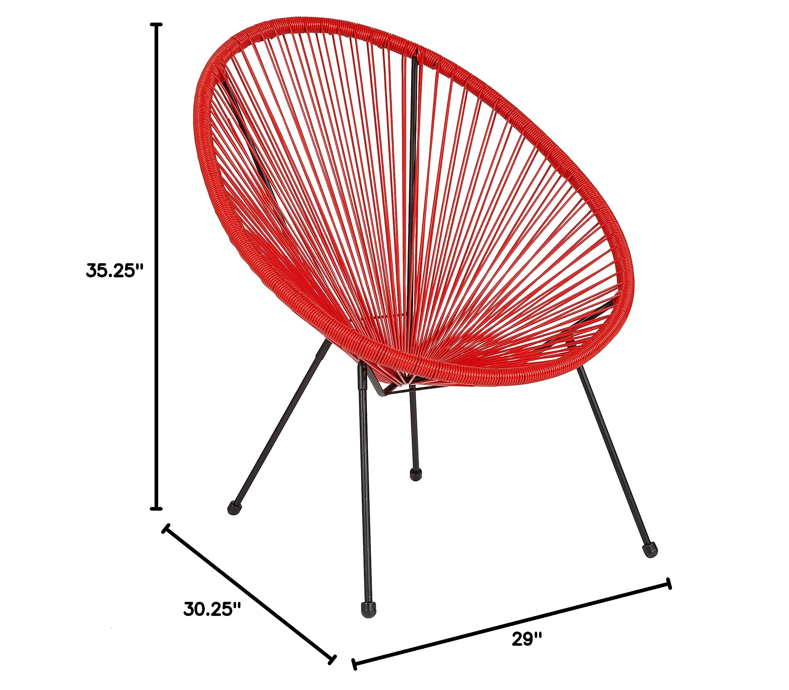 Comfortable Red Papasan Bungee Lounge Chair - Indoor/Outdoor Relaxation Chair for Living Room, Patio, or Bedroom - Perfect for Reading, Napping, and Sunbathing
