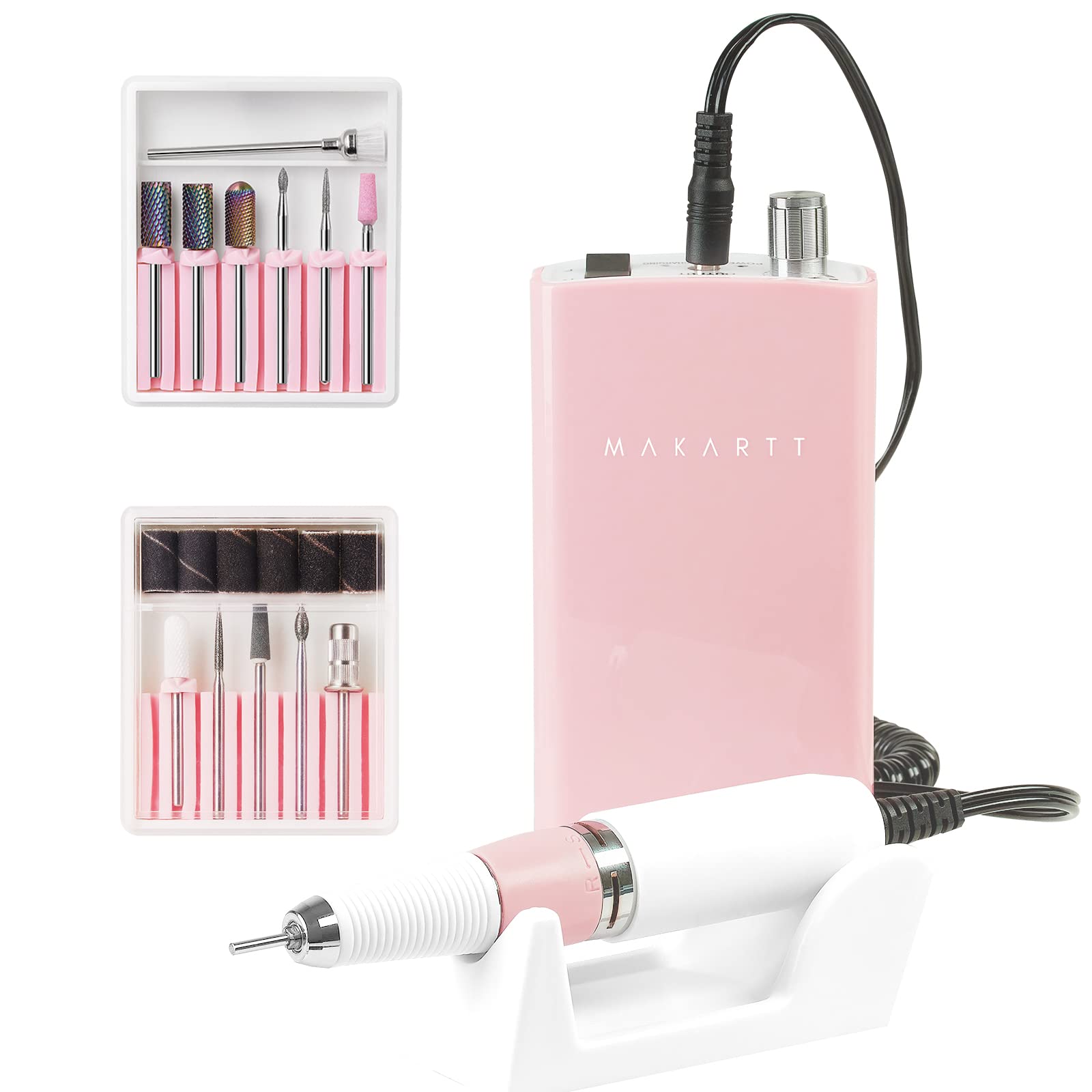 Makartt Professional Rechargeable Nail Drill Kit - 30000RPM Electric E-File with 10 Carbide Bits for Acrylic, Gel & Natural Nails | At-Home & Salon Manicure & Pedicure Tool