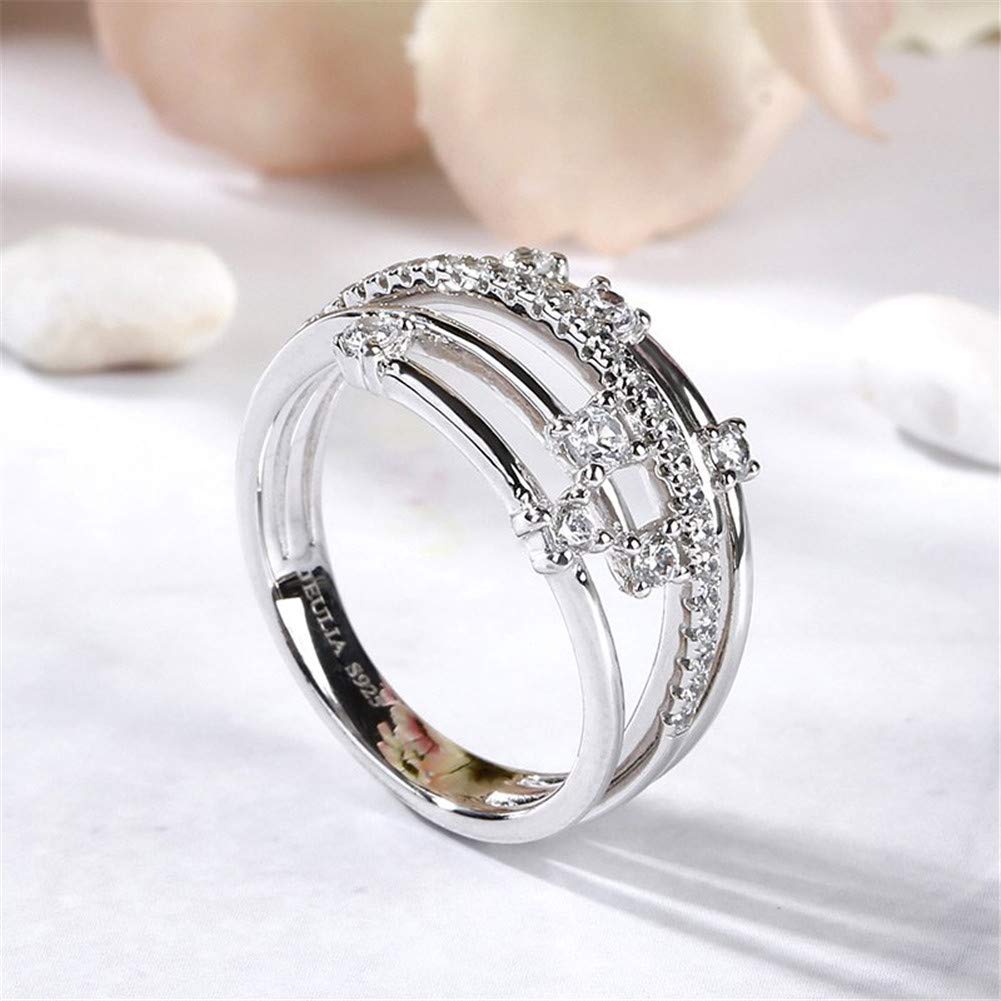 1 Carat Star Rings for Women | Sterling Silver Cocktail Engagement Rings | Three Row White Diamond Wedding Band | Cubic Zirconia Anniversary Promise Rings | Birthday Gift with Jewelry Box | Perfect for Weddings, Anniversaries & Special Occasions