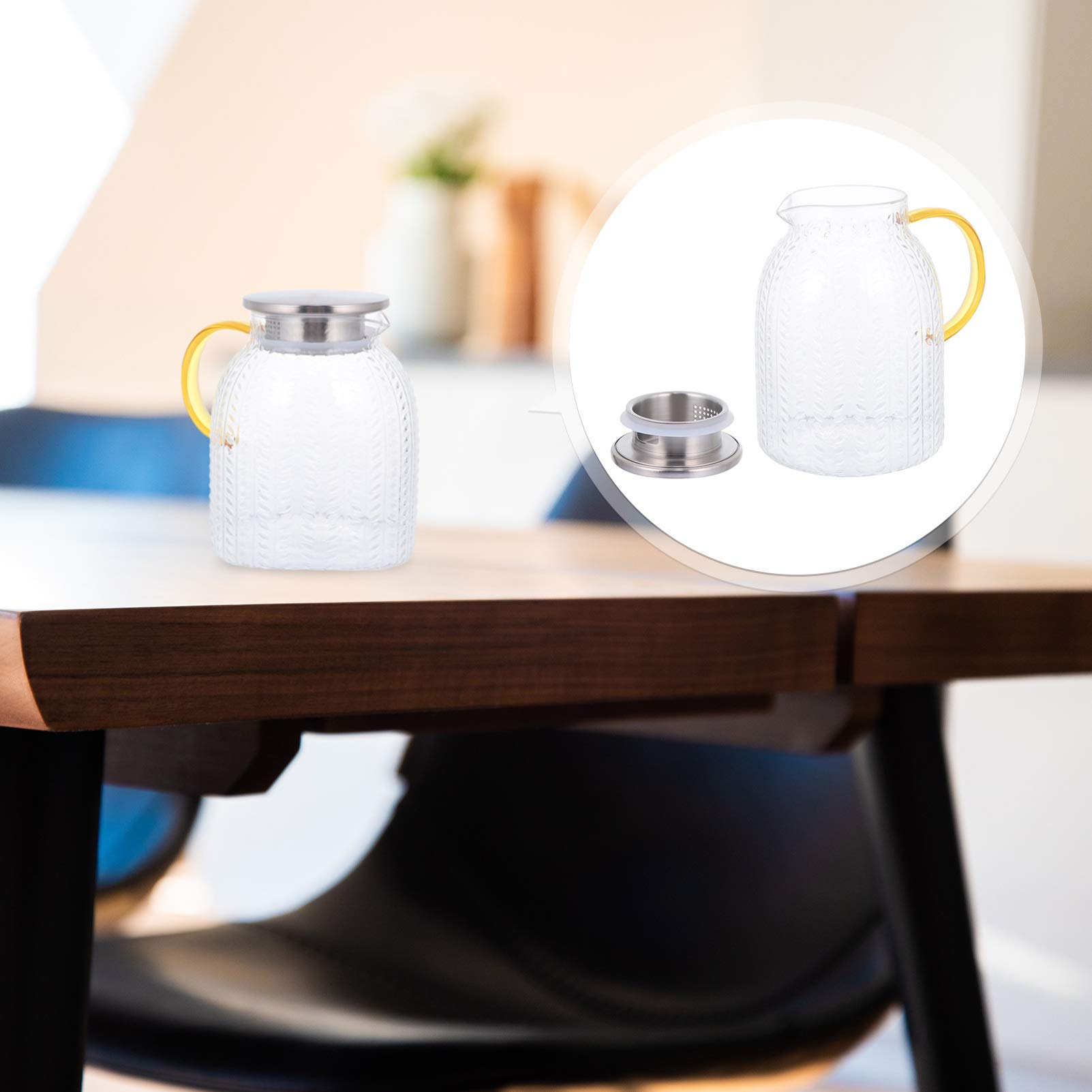 Premium Glass Cold Water Jug - 2L Large Capacity, BPA-Free, Fashionable & Durable Glass Pitcher for Iced Tea, Lemon Water & Infused Drinks - Perfect for Refrigerator, Parties & Outdoor Picnics