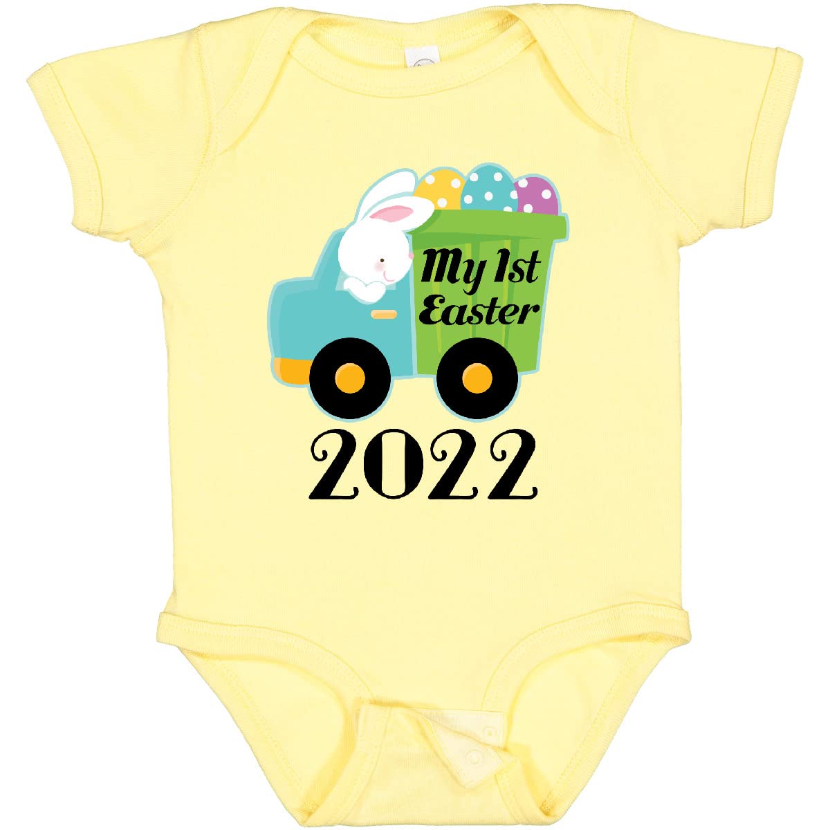 Inktastic Baby's 1st Easter 2022 Bunny Egg Truck Cute Cotton Bodysuit - Perfect Easter Outfit for Newborns & Infants | Easter Photo Shoot, Family Gathering, Holiday Celebration