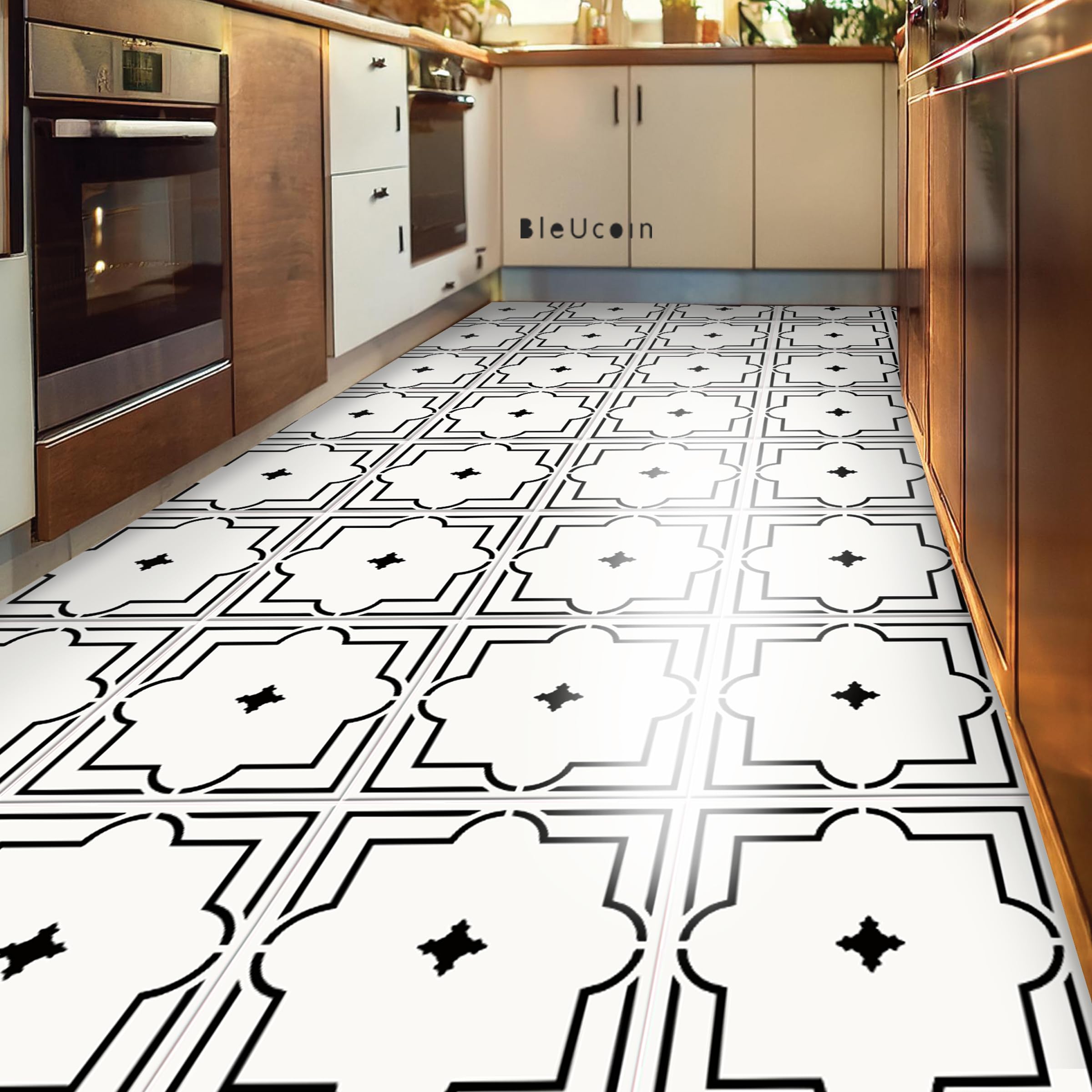 Bleucoin Dallas Anti-Slip Peel and Stick Floor Tile Stickers - Water-Resistant & Removable Vinyl Flooring for Bathroom, Kitchen, Laundry Room (12 Pack, 12.75