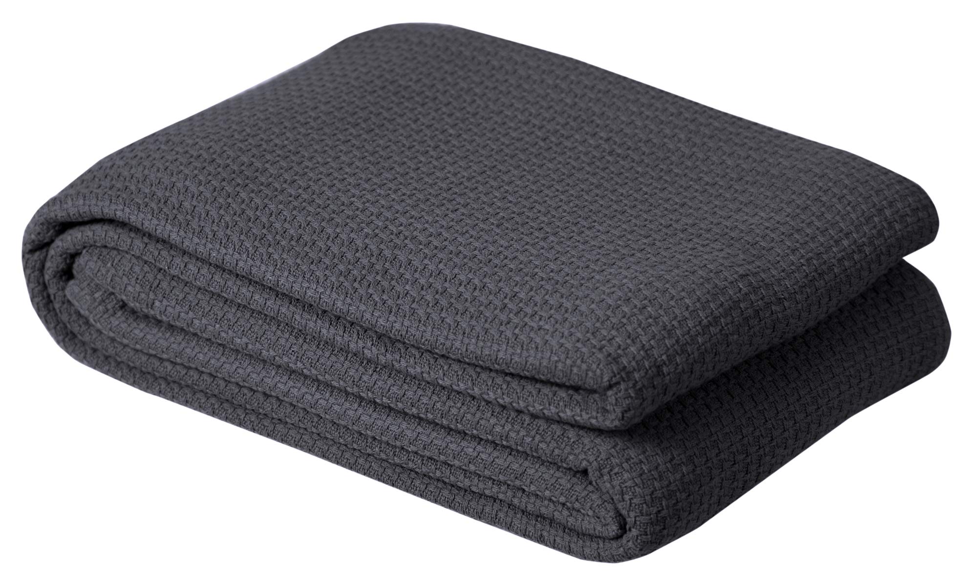 Premium 100% Cotton California King Size Blanket - Breathable & Lightweight Combed Cotton Bed Throw - All Season Grey Blanket (102