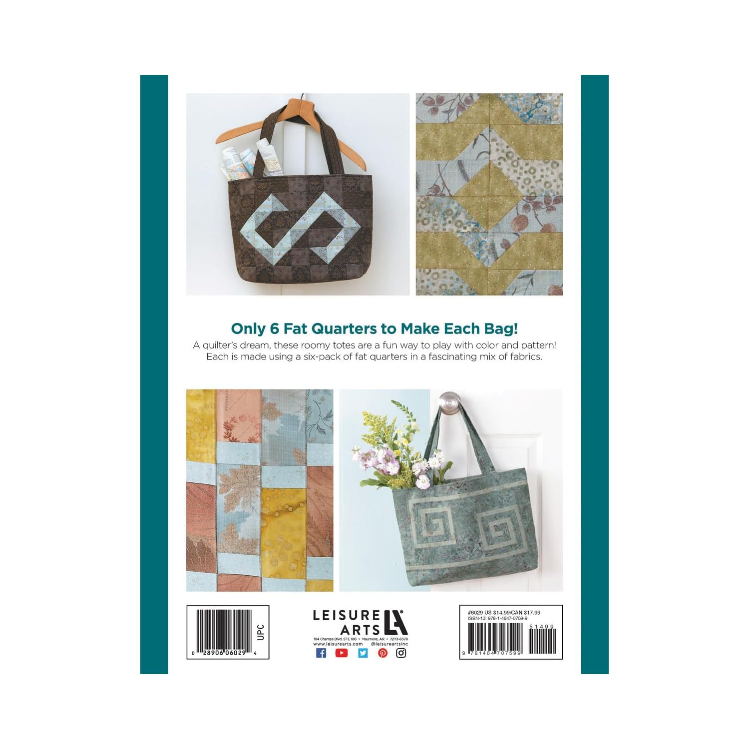 Leisure Arts Fat Quarter Fabric Bags - Premium Cotton Quilting Material for DIY Sewing Projects | Perfect for Quilting, Crafting & Home Decor