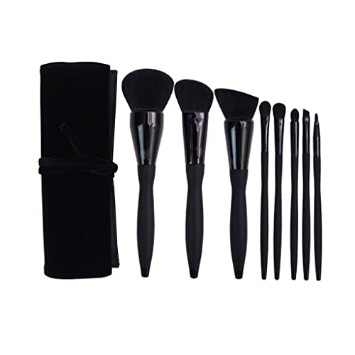Premium 8-Piece Makeup Brush Set - Synthetic Foundation, Blending & Eyeshadow Brushes for Flawless Makeup Application | Perfect for Daily Use, Professional Makeup Artists & Travel (Black)
