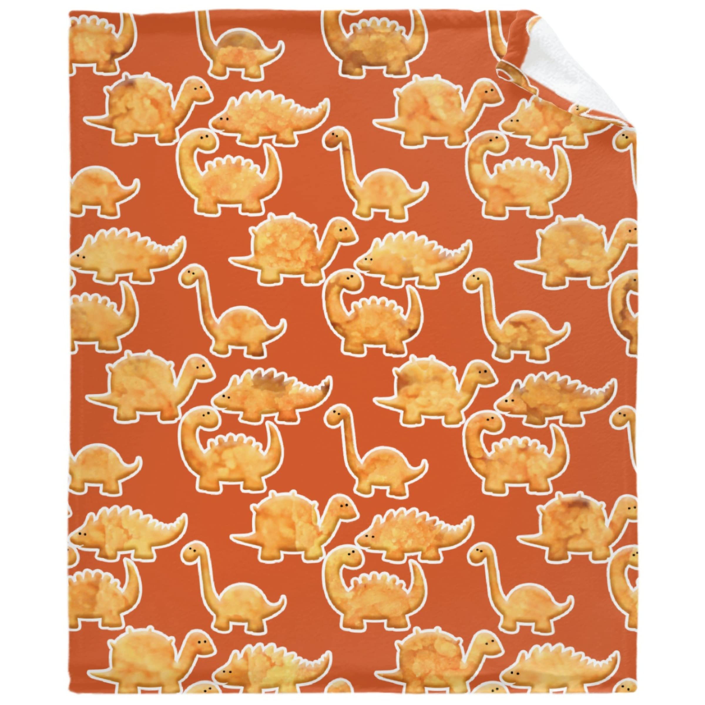 Dinosaur Chicken Nuggets Soft Flannel Throw Blanket 120x90 Inches - Warm Cozy Blanket for Kids, Boys, Girls & Adults - Perfect for Sofa, Bed, Living Room & Family Movie Nights