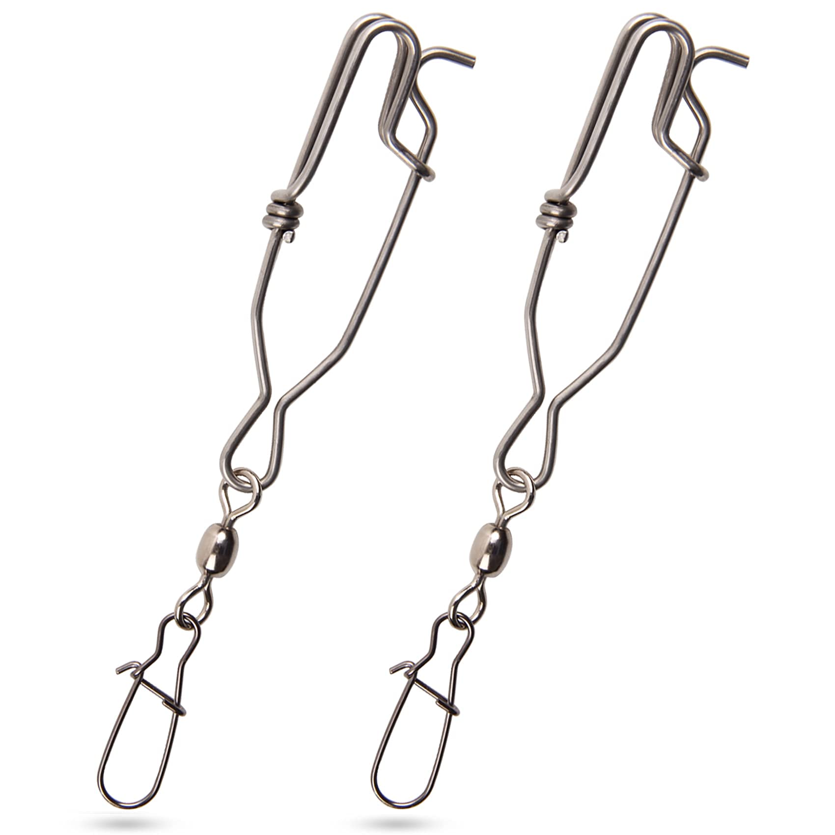 OROOTL Longline Fishing Snap Clips - 5pcs Stainless Steel Tuna Clips with Duo Lock Snap & Rolling Swivel for Easy On/Off - Perfect for Float Fishing, Sharking, Tuna, Crabbing & Shrimping - Saltwater & Freshwater Fishing Gear