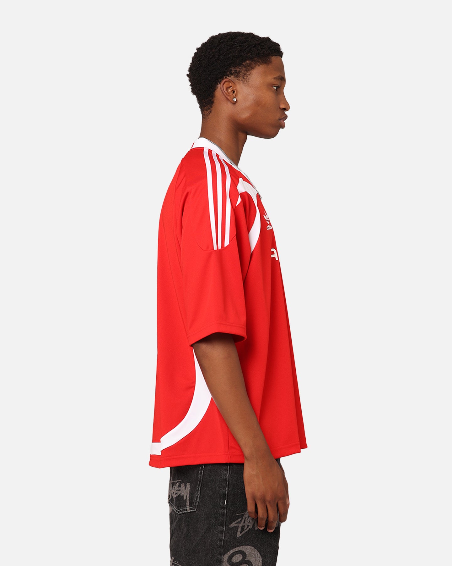 Adidas Oversized Short Sleeve Jersey - Better Scarlet Red Men's Athletic Shirt for Basketball, Running & Casual Wear
