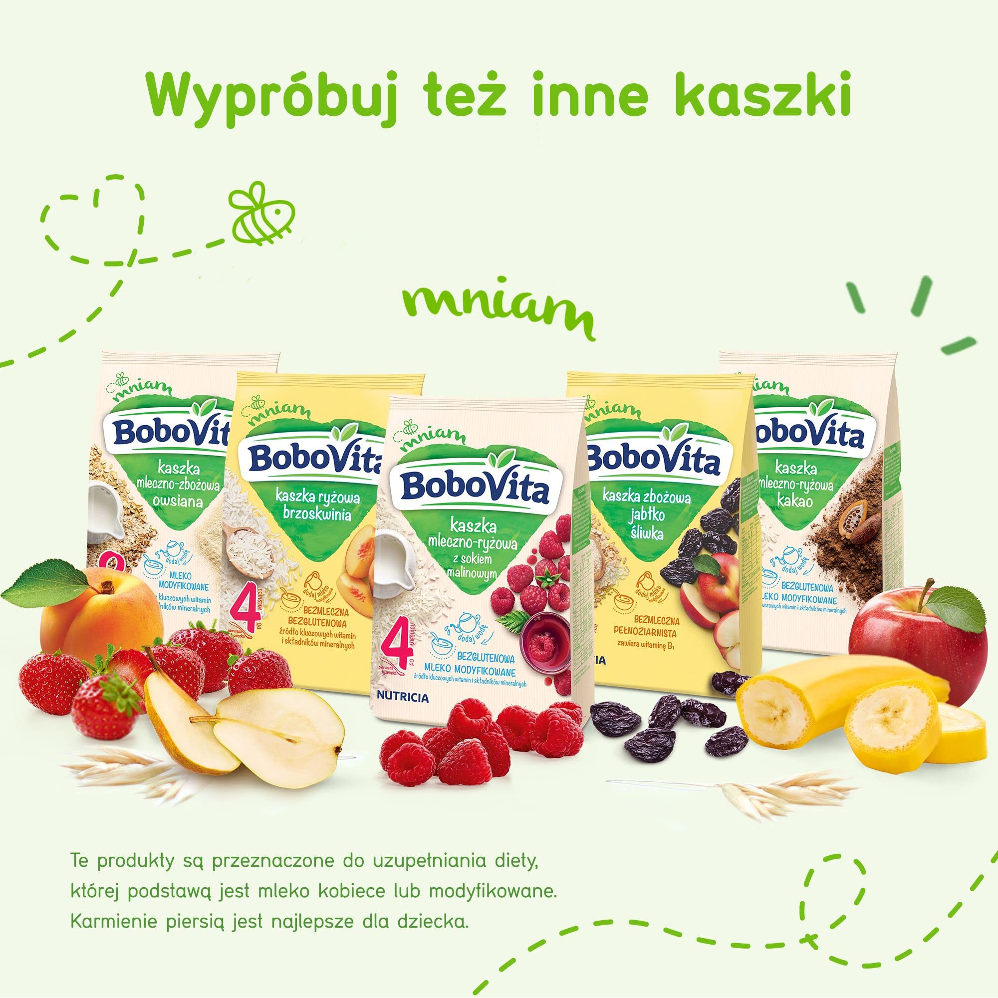 Organic Bobovita Milk & Rice Multifruit Baby Cereal - 230g (8.1oz) | Easy-to-Digest First Food for Infants 4+ Months | Ideal for Weaning, Travel & On-the-Go Feeding