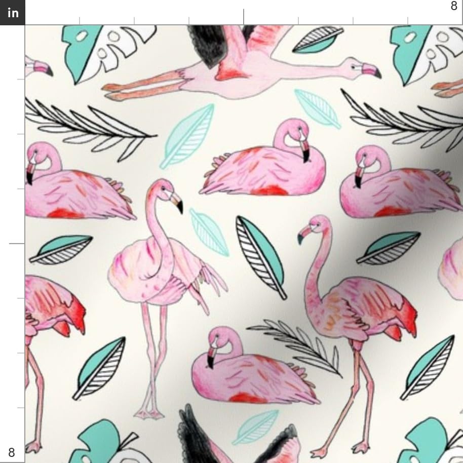 Flamingos Forever Printed Minky Fabric - Pink Tropical Jungle Leaves Design for Baby Blankets, Quilt Backing & Sewing Projects | Soft Plush Fat Quarter Fabric for Nursery Decor, DIY Crafts & Home Textiles