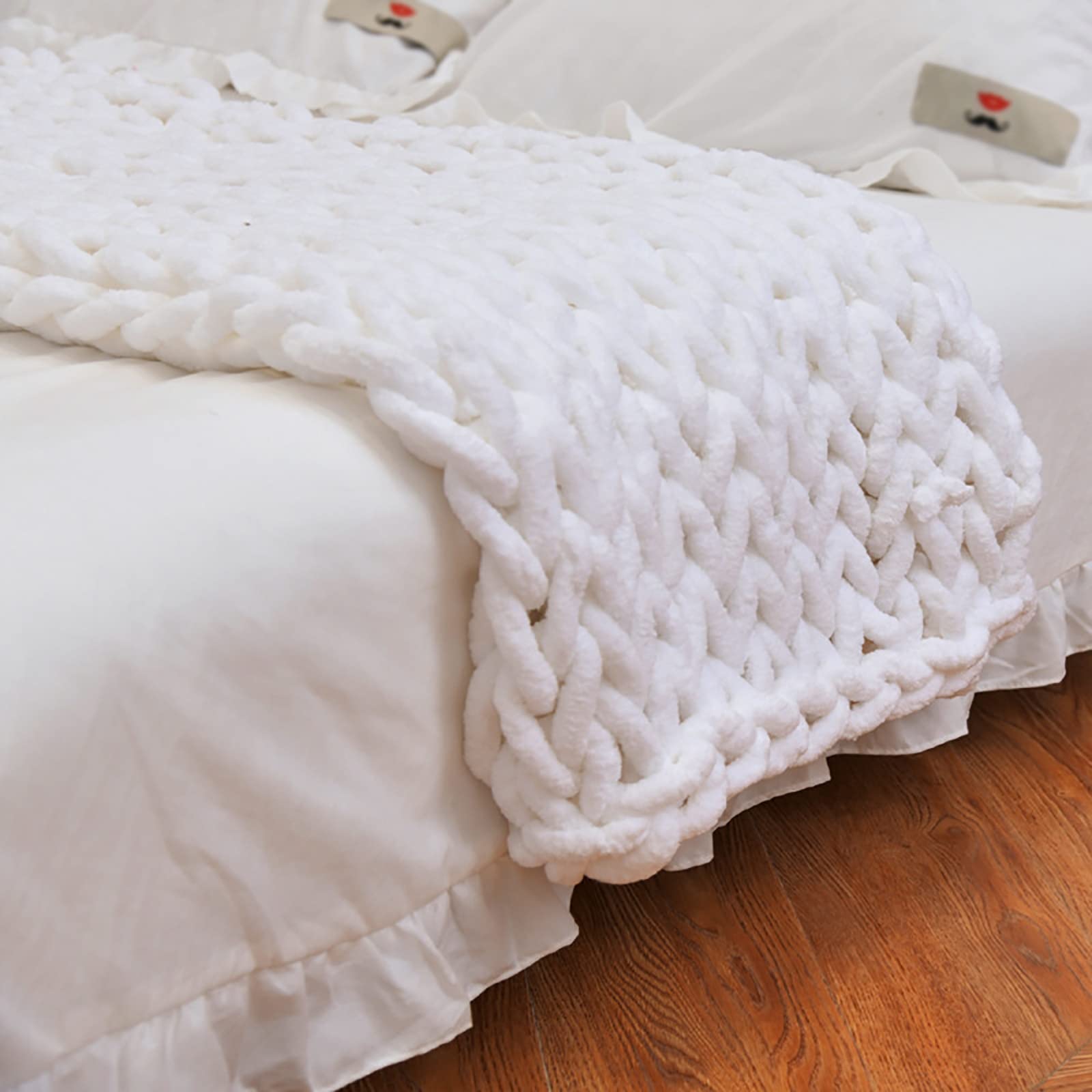 Soft Chunky Knit Blanket - Handmade Chenille Throw for Cozy Warmth | Perfect for Sofa, Baby, Photography & Home Decor | Ultra-Plush Bedding & Air Conditioner Blanket for All Seasons