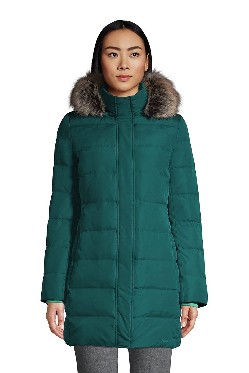 Lands' End Women's Down Winter Coat - Lightweight Warm Puffer Jacket with Hood for Cold Weather | Perfect for Snow, Skiing & Outdoor Activities