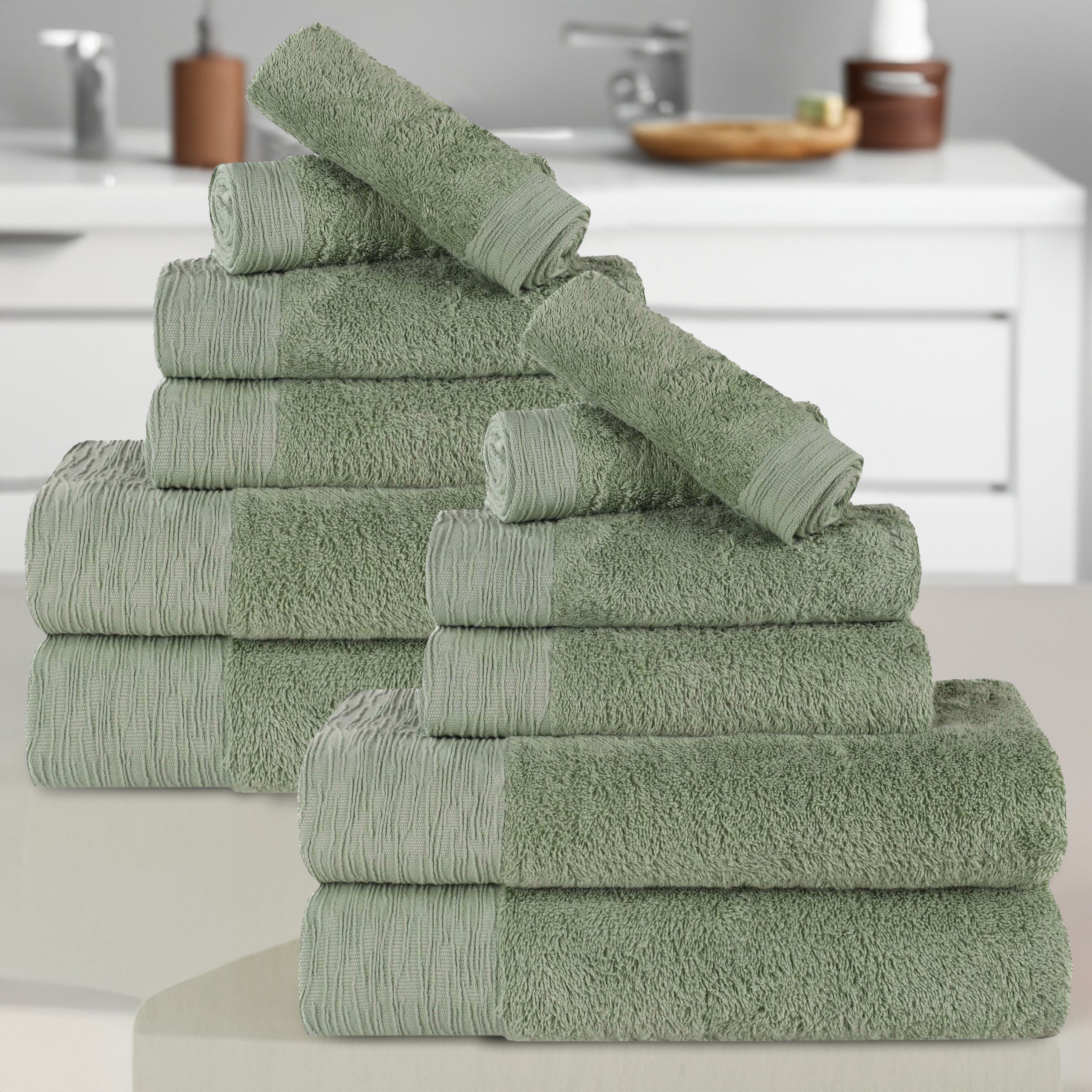 12-Piece Rayon Bamboo Towel Set - Eco-Friendly, Fluffy & Soft Bath Towels for Spa, Gym & Home Use