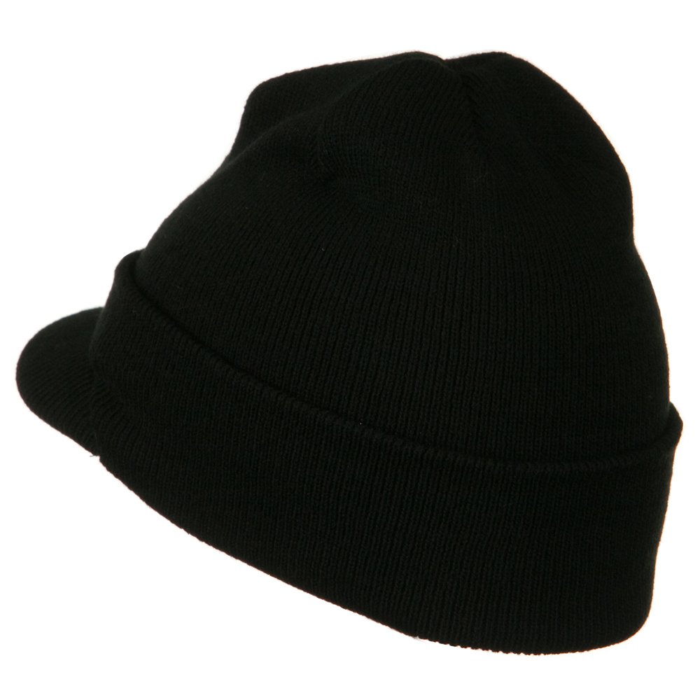 Stylish Cuff Knitted Beanie with Visor Bill - Winter Warm Hat for Men & Women - Perfect for Outdoor Activities, Skiing, and Casual Wear