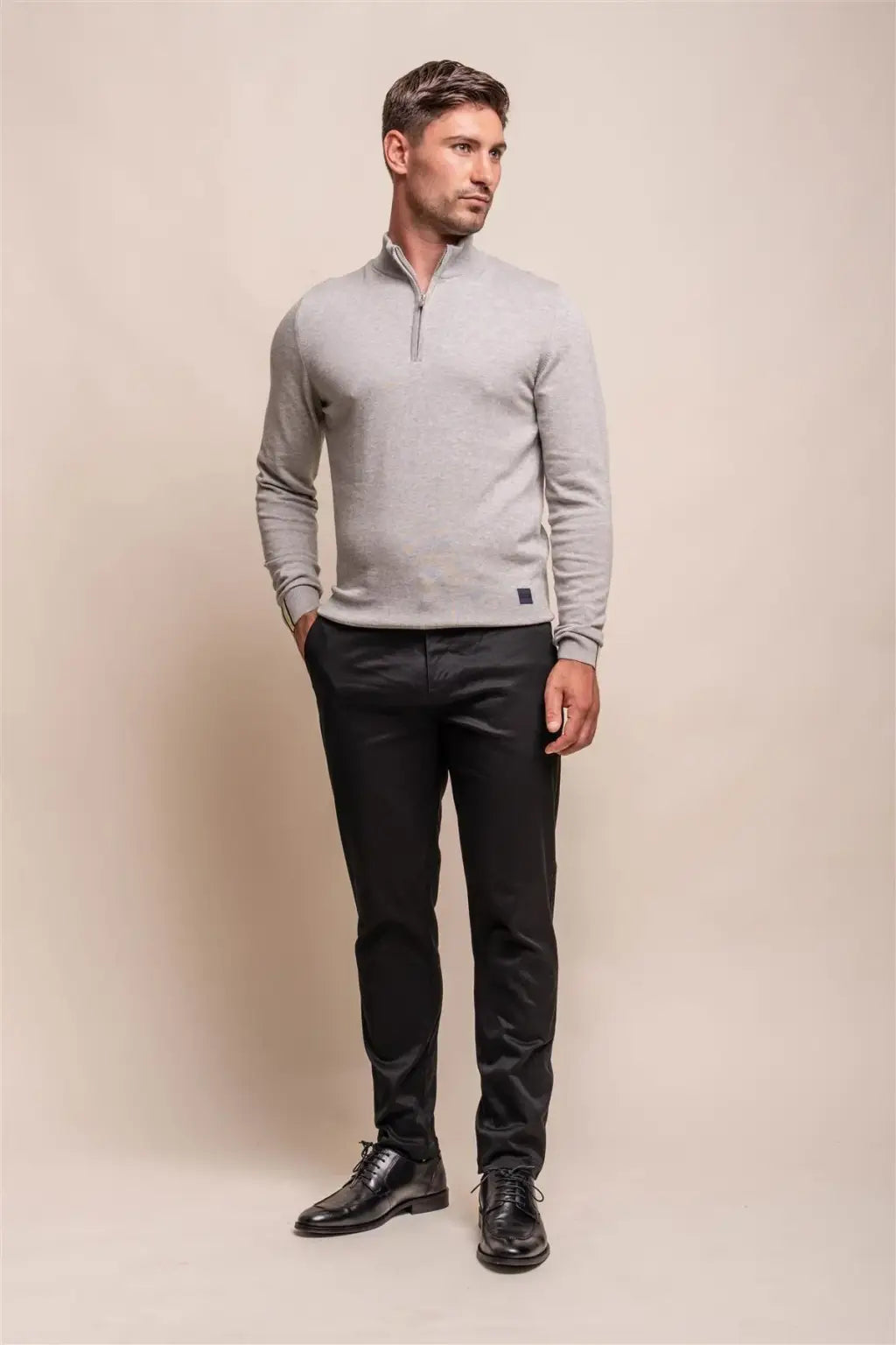 Cavani Men's Dakota Black Chino Pants - Slim Fit Stretch Comfortable Dress Pants for Work, Office & Casual Wear