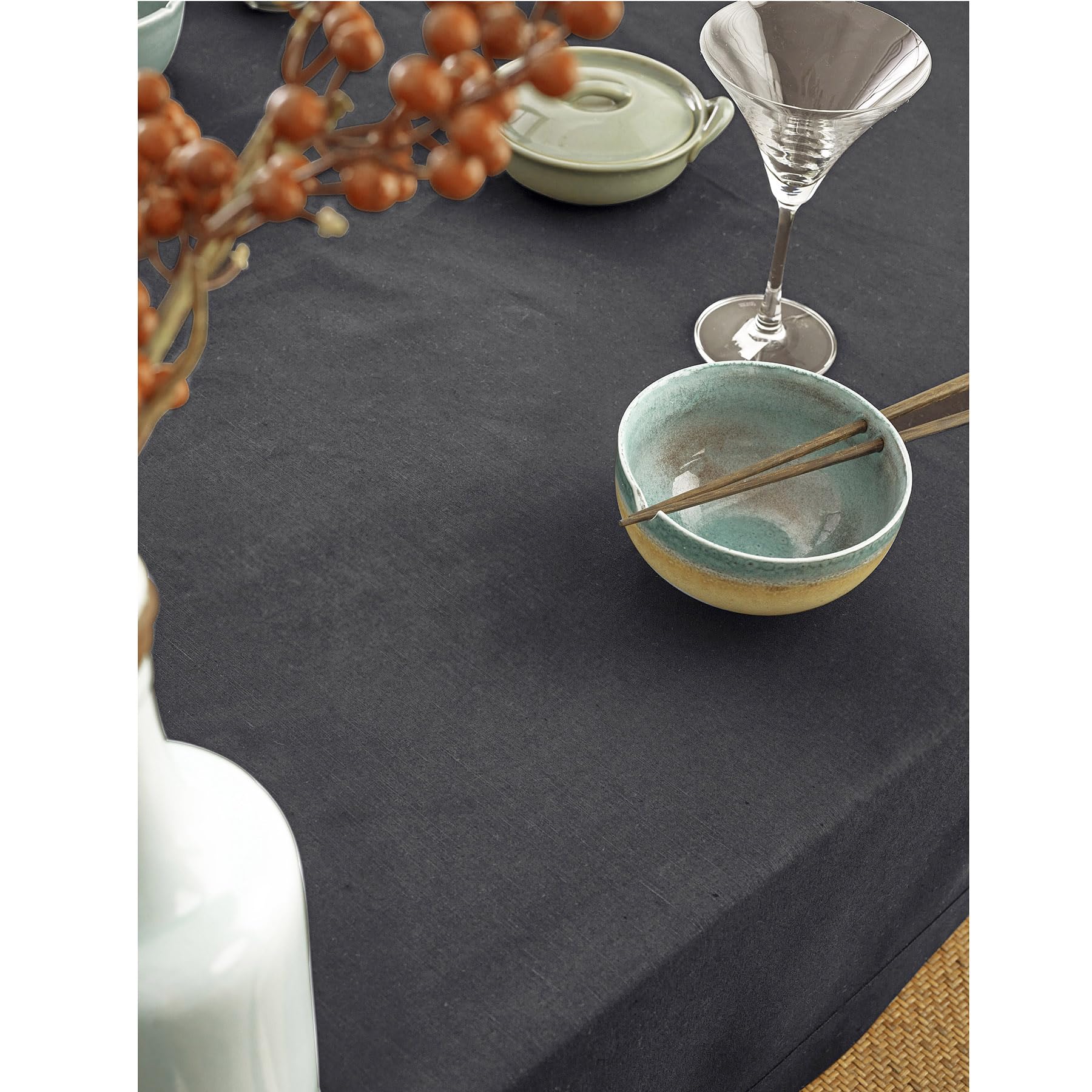 Solino Home 60 x 120 Inch Rectangle Tablecloth - Premium Cotton Linen Blend in Elegant Grey - Machine Washable Dining Table Cover for Wedding, Party, Easter & Mother's Day Decor - Perfect for Indoor and Outdoor Gatherings