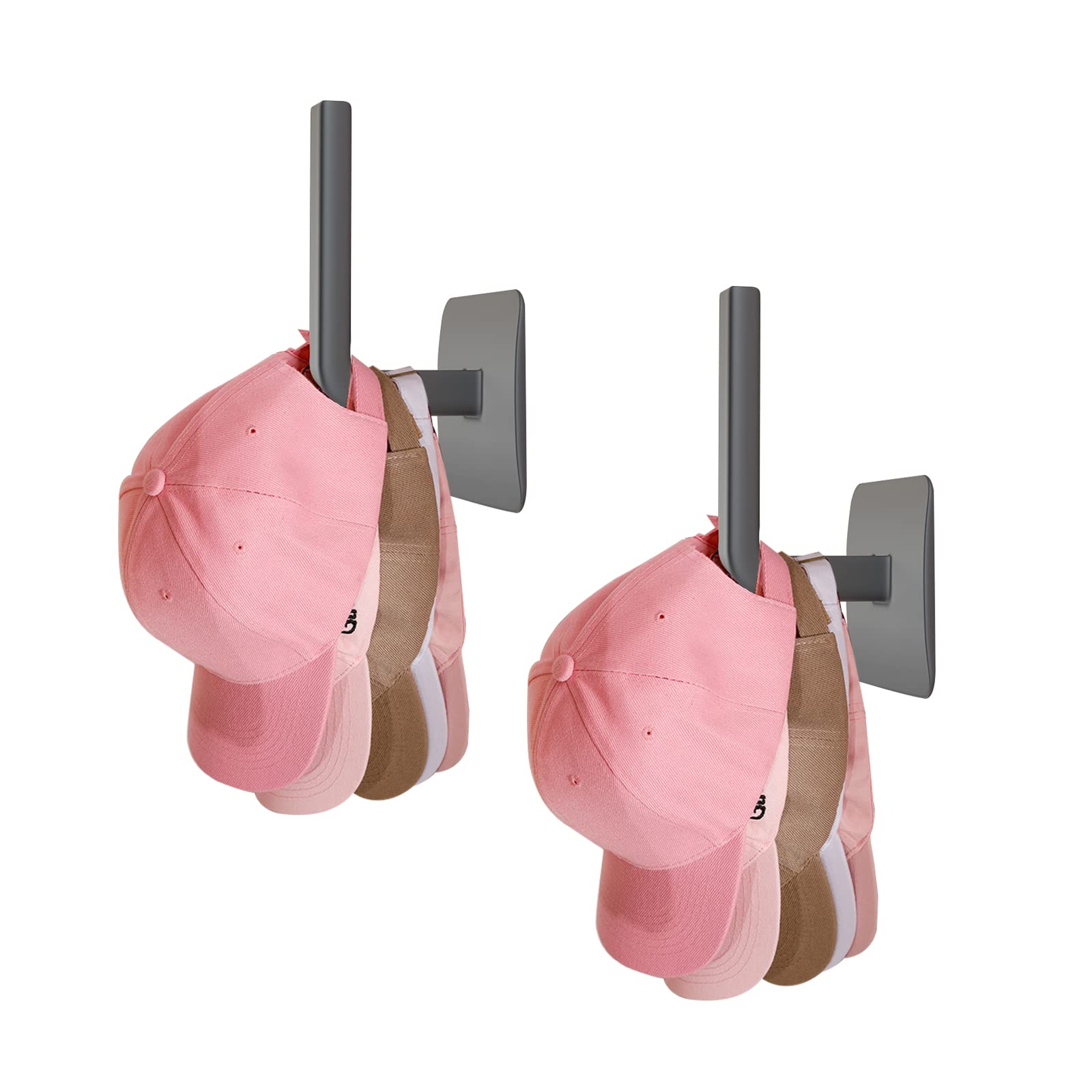 Resdenio 2-Pack Adhesive Wall Hat Rack - No Drill Baseball Cap Organizer Hooks for Door, Closet & Office - Strong Hat Holder Storage Solution for Bedroom, Dorm & Garage (Black) - Perfect for Organizing Caps, Hats & Accessories in Small Spaces