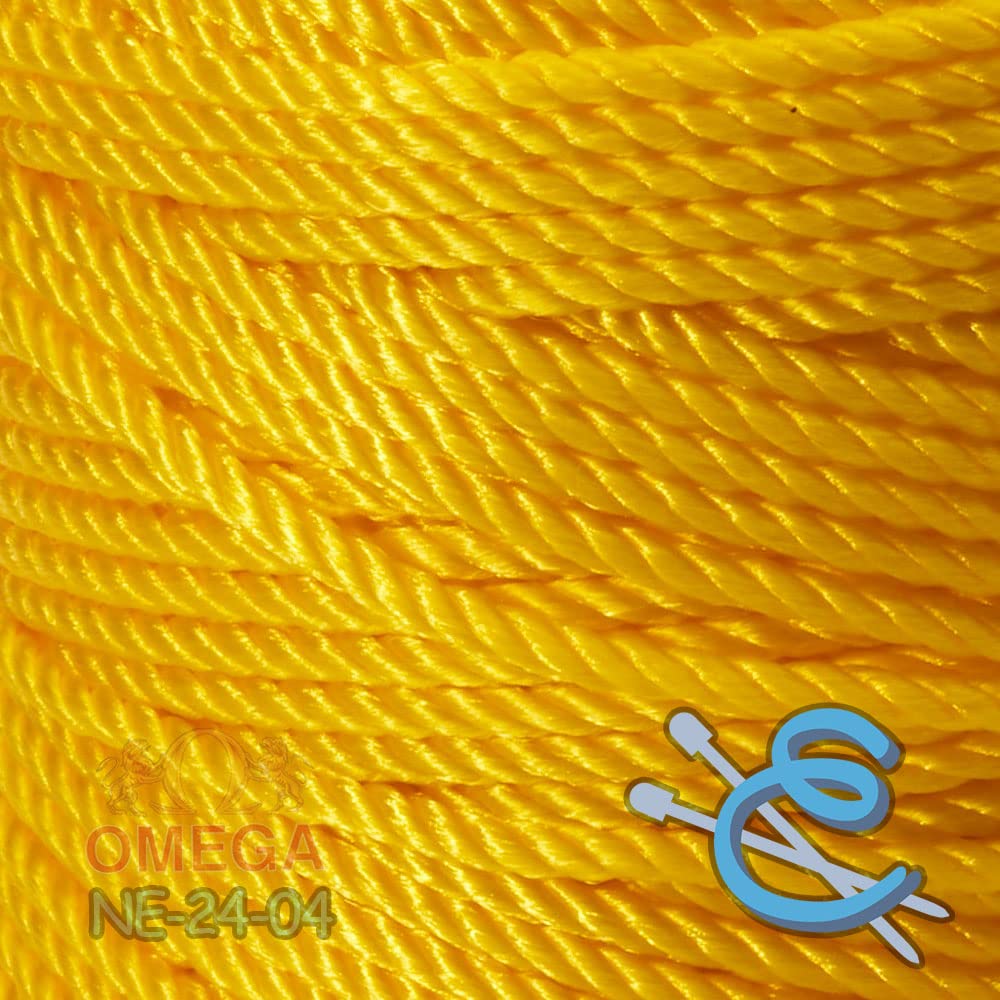 100% Nylon Omega String Cord for Knitting and Crochet - Espiga No.24 Craft Yarn in Canary Yellow (04) - Perfect for DIY Projects, Jewelry Making, and Macrame Decor