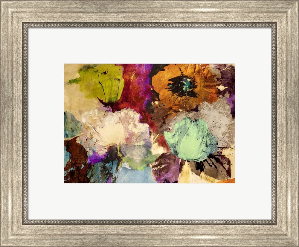 Jim Stone Floating Flowers Framed Art Print - Silver Scoop Frame, 19x16 Inches Wall Decor for Living Room, Bedroom & Office