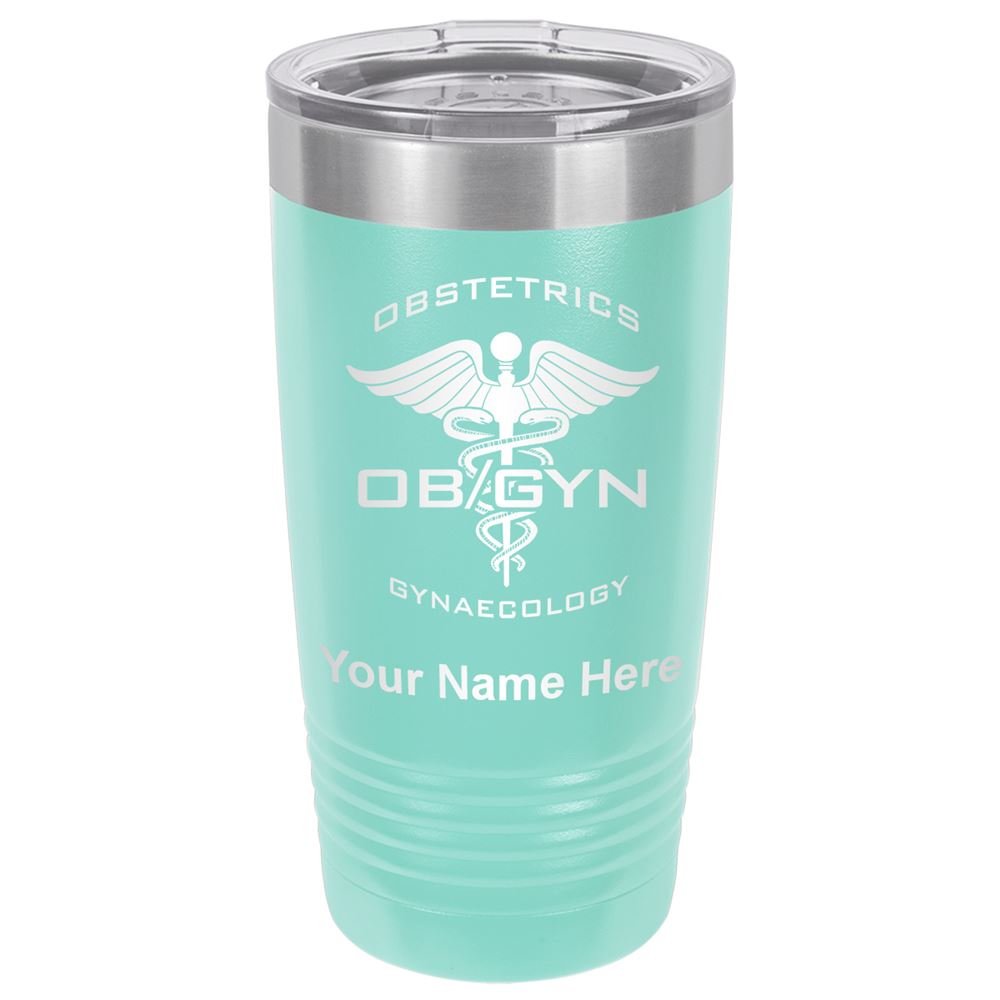 LaserGram 20oz Vacuum Insulated Stainless Steel Tumbler Mug with Personalized Engraving - Leakproof Travel Coffee Cup for Hot & Cold Drinks - Perfect Gift for OBGYN Doctors, Nurses, Medical Professionals (Teal)