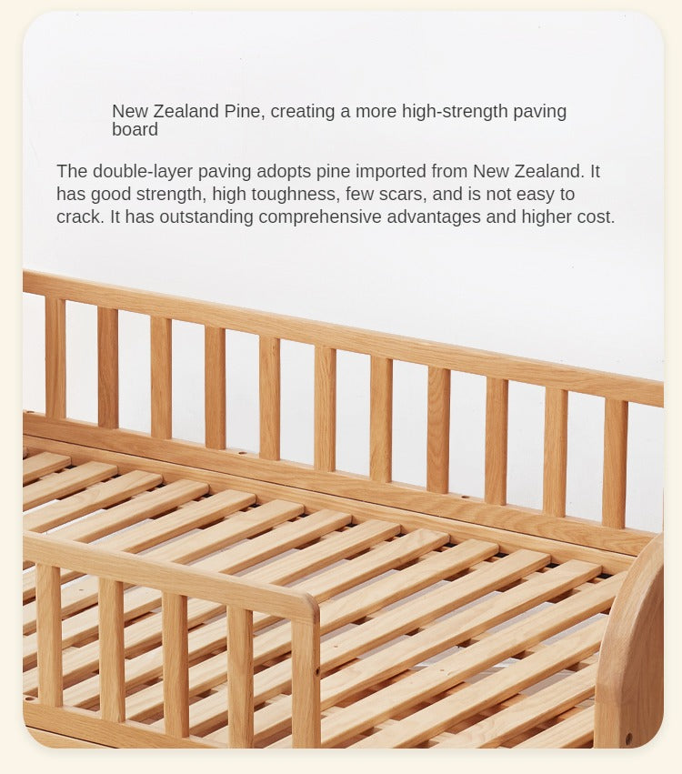 Solid Oak Wood Multi-Function Storage Bed with Wide Underbed Drawers - Perfect for Bedroom Organization & Small Space Living