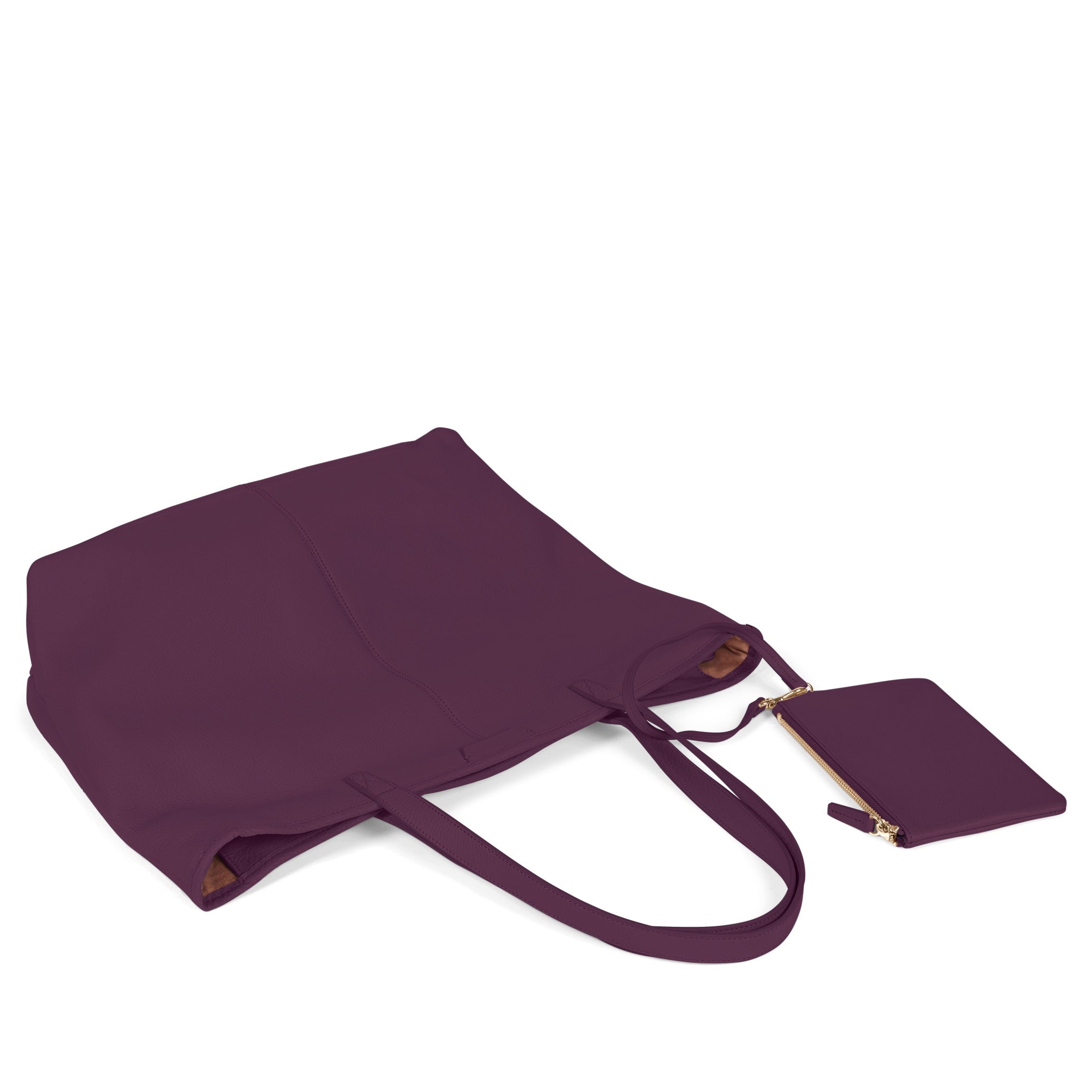 Large Zippered Downtown Tote Bag for Women - Deep Plum Color, Spacious Work & Travel Tote - Perfect for Office, Commute & Weekend Getaways