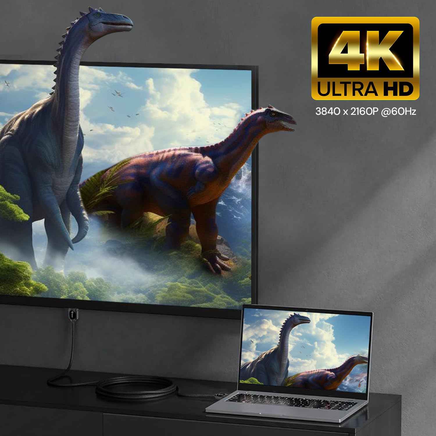 Tukzer 4K HDMI Cable 10ft - Ultra High Speed 18Gbps, 4K@60Hz, HDR, 3D, Ethernet, ARC, Gold-Plated Connectors - Compatible with Smart TV, Monitor, PC, PS5, Xbox Series X, Projector - Perfect for Home Theater & Gaming Setup