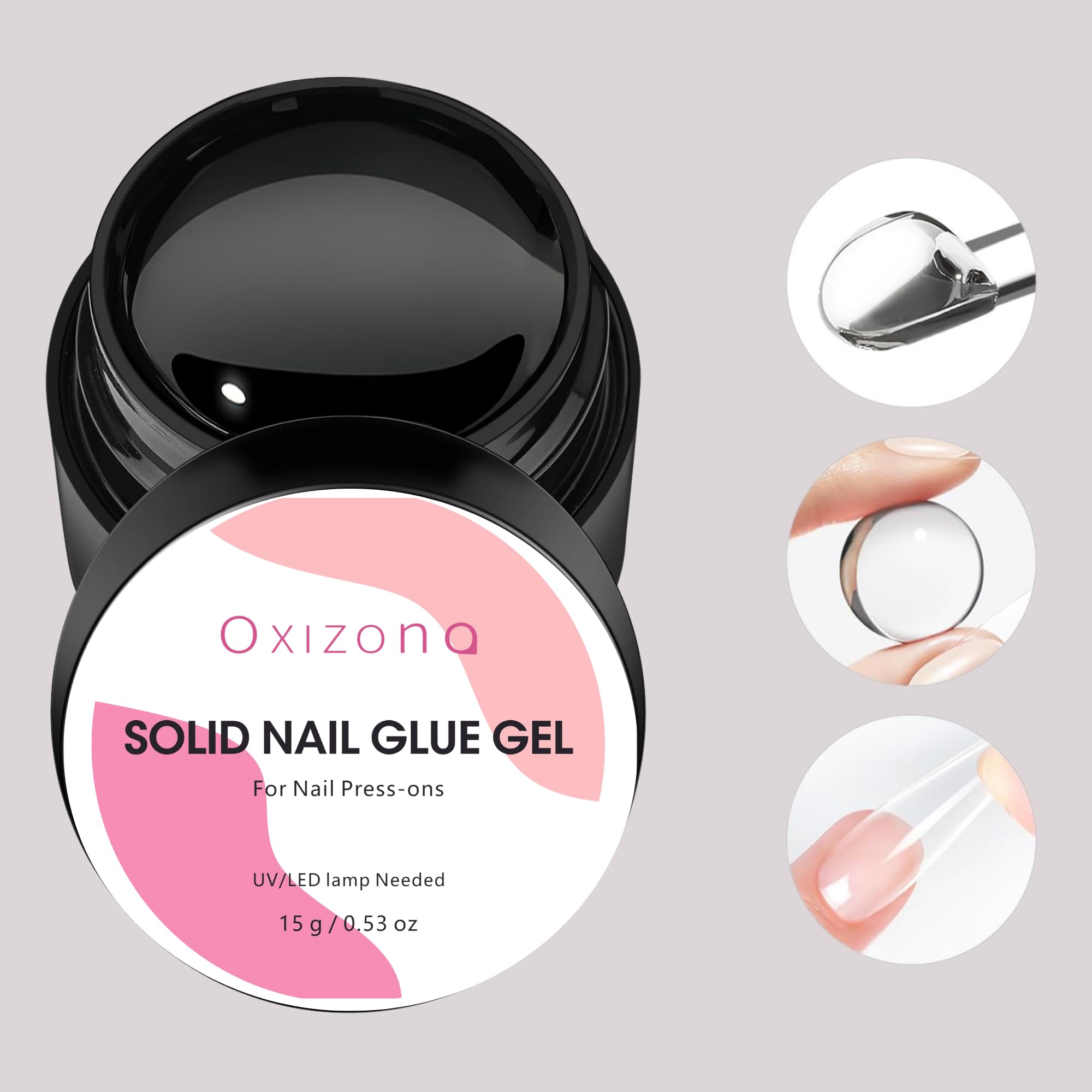 Strong & Long-Lasting Solid Nail Glue Gel for Press On Nails & Acrylic Tips | 15ML UV-Cured Hard Gel Adhesive for DIY False Nails at Home | Perfect for Salon-Quality Manicures & Nail Extensions
