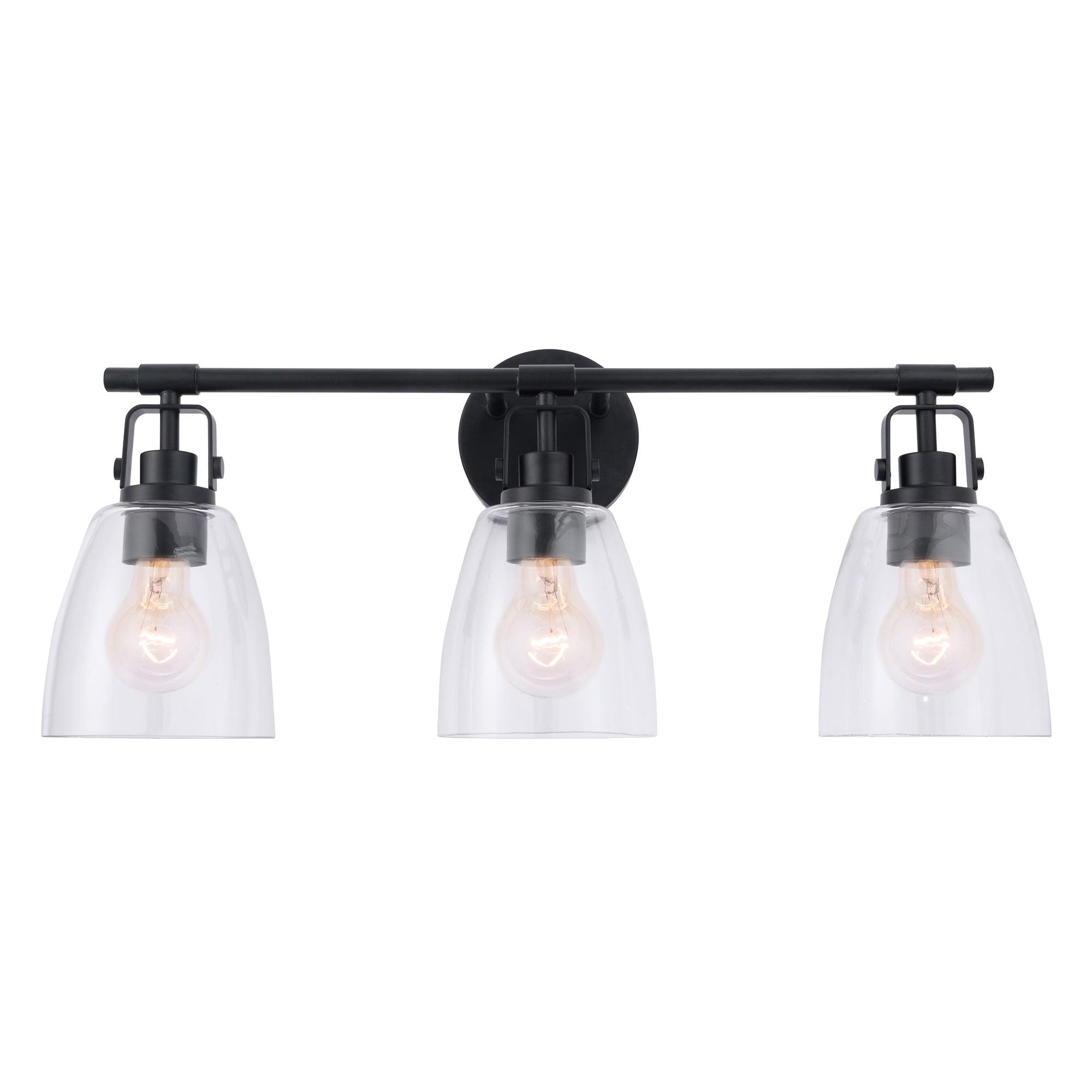 Modern Farmhouse 3-Light Bathroom Vanity Light - Brushed Nickel Finish, Adjustable Height - Perfect for Bathroom, Powder Room & Dressing Area Makeovers