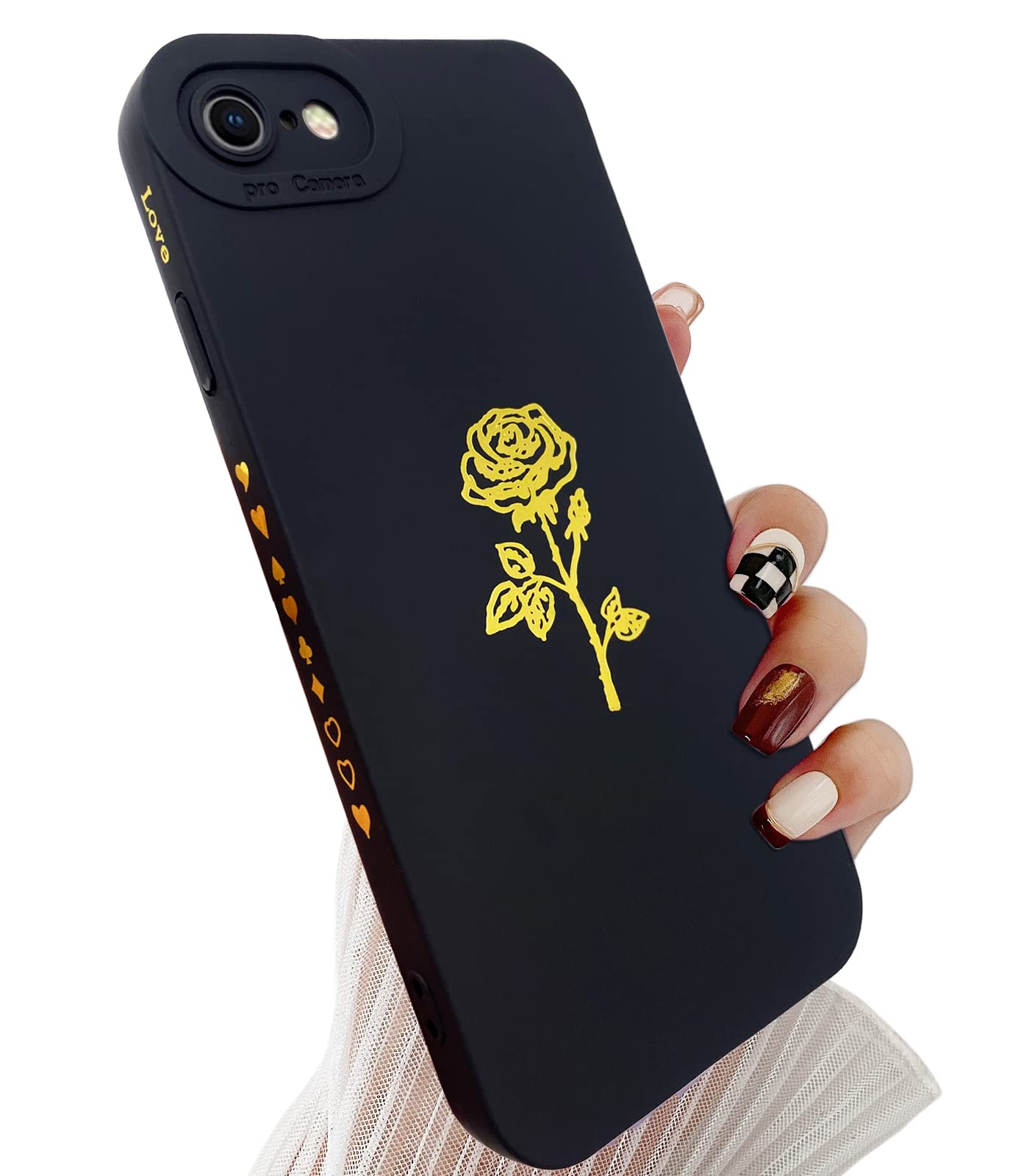 Qokey Rose Gold Flower iPhone Case for iPhone SE 2020/2022, iPhone 8 & iPhone 7 4.7