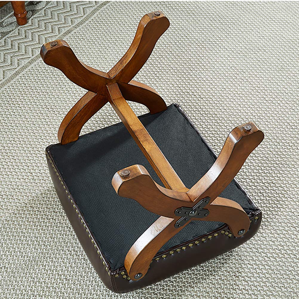 Premium Leather Ottoman Foot Stool - Modern Rectangle Footrest with Padded Seat (48x38x39cm) | Versatile Makeup Stool, Coffee Table Companion & Living Room Accent Chair
