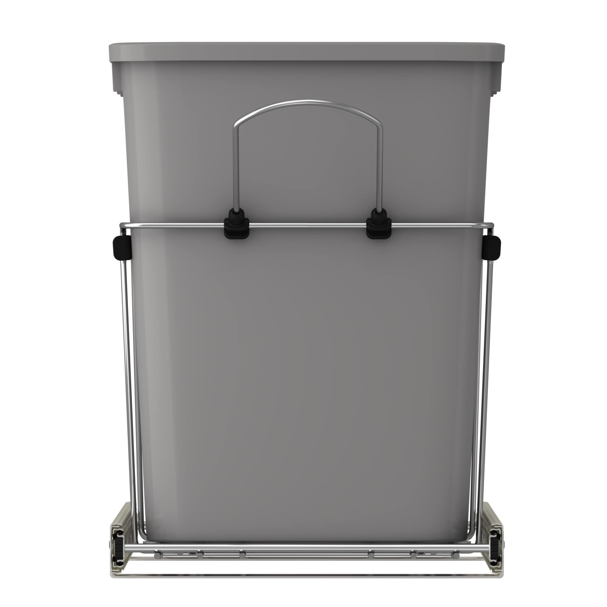 Rev-A-Shelf 35 Qt Double Pullout Trash Can for Kitchen Cabinets - Silver Garbage & Recycling Bin with Full-Extension Slides (Model RV-18KD-17C) | Perfect for Waste Management in Small Kitchens & RVs