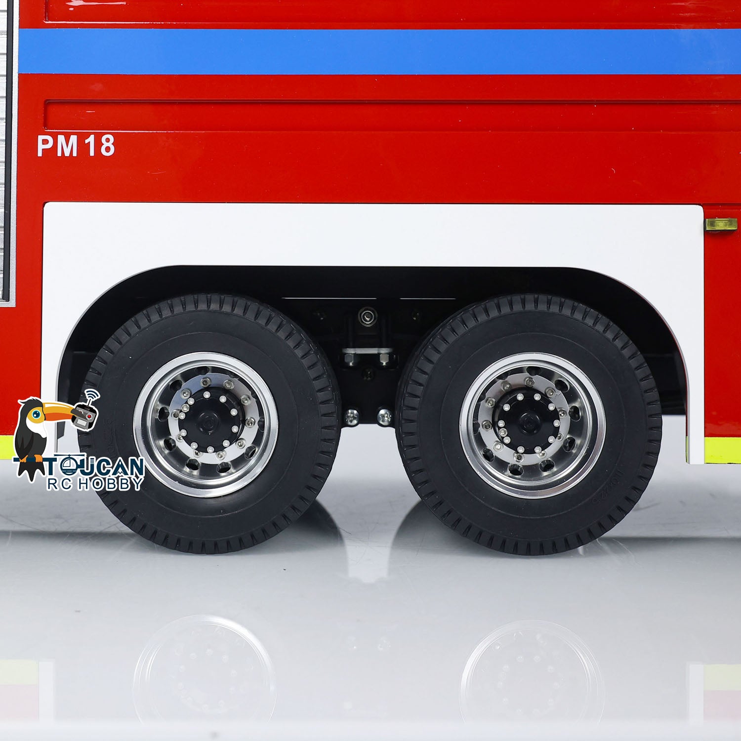 1/14 Scale 8x4 FMX PS0003 RC Fire Fighting Truck - Remote Control Extinguisher Vehicle with Lights & Sounds - Ready to Run Hobby Model - Perfect for Firefighter Training Simulation & Kids Role Play
