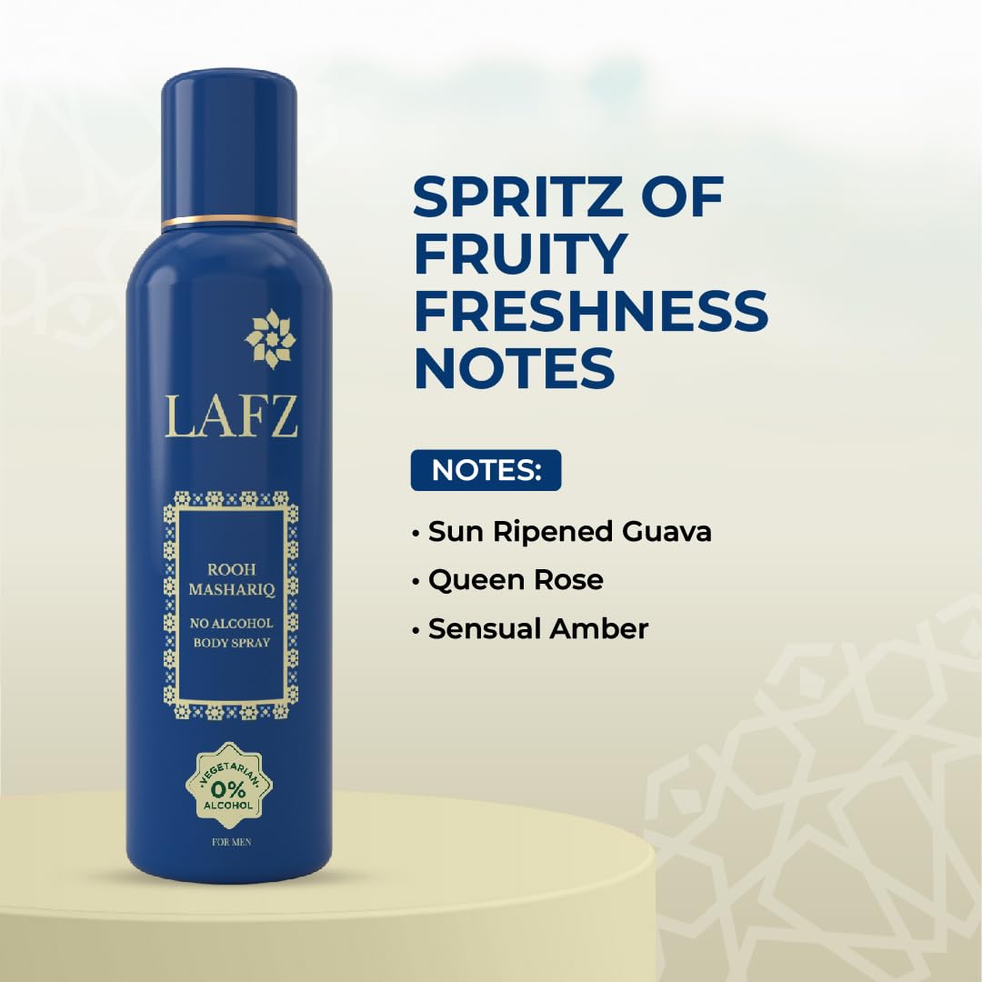 Lafz Rooh Mashariq Alcohol-Free Body Spray for Men, 150ml - Long-Lasting Fragrance for Daily Use & Special Occasions