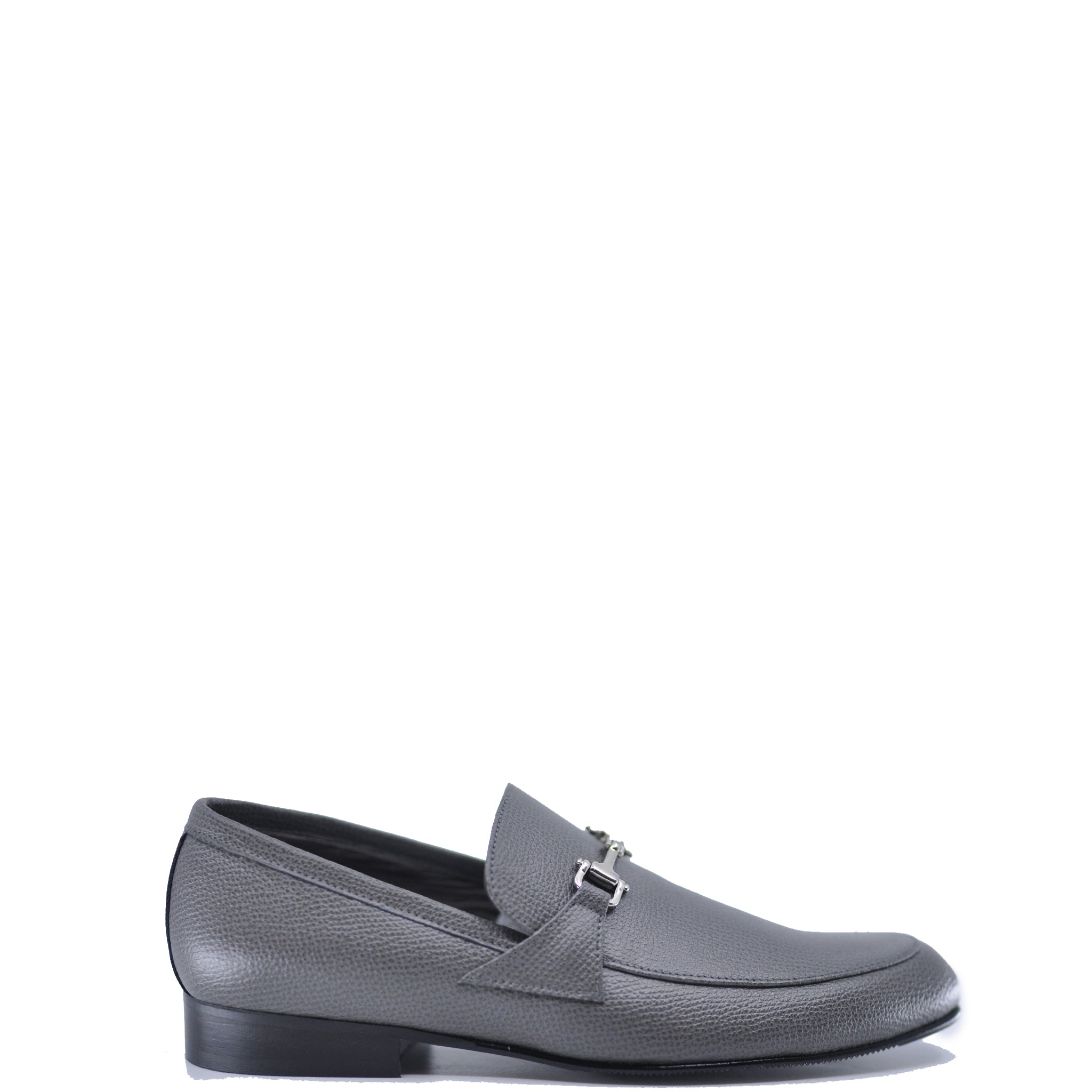 Men's Atlanta Moccasin Gray Slip-On Buckle Dress Shoes - Comfortable Formal Loafers for Office, Wedding & Business Occasions