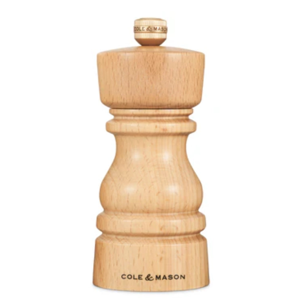 Cole & Mason London 5-Inch Premium Wood Pepper Mill - Natural Wood Finish - Perfect for Kitchen, Dining Table & Gourmet Cooking