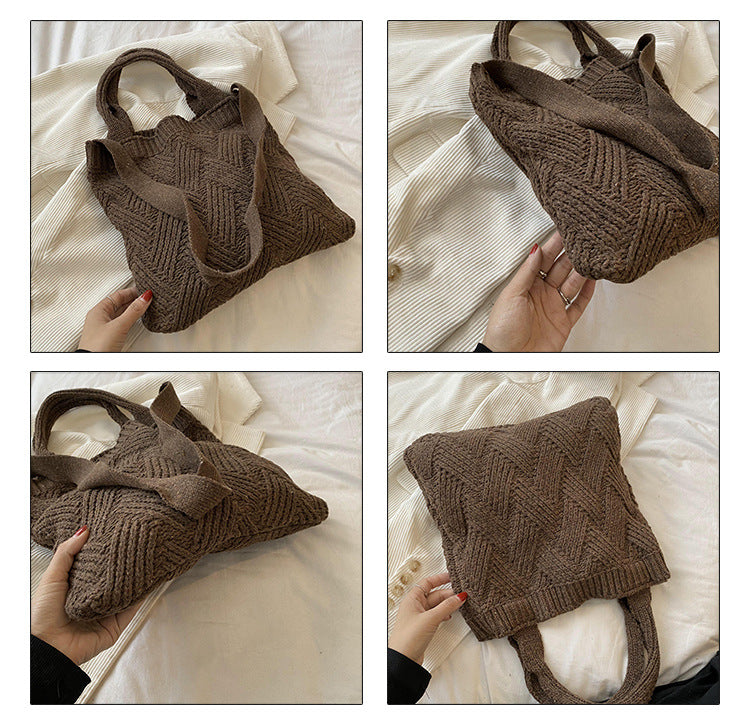 Stylish Japanese & Korean Wool Knitted Handbags for Women - Perfect for Work, Travel and Everyday Use