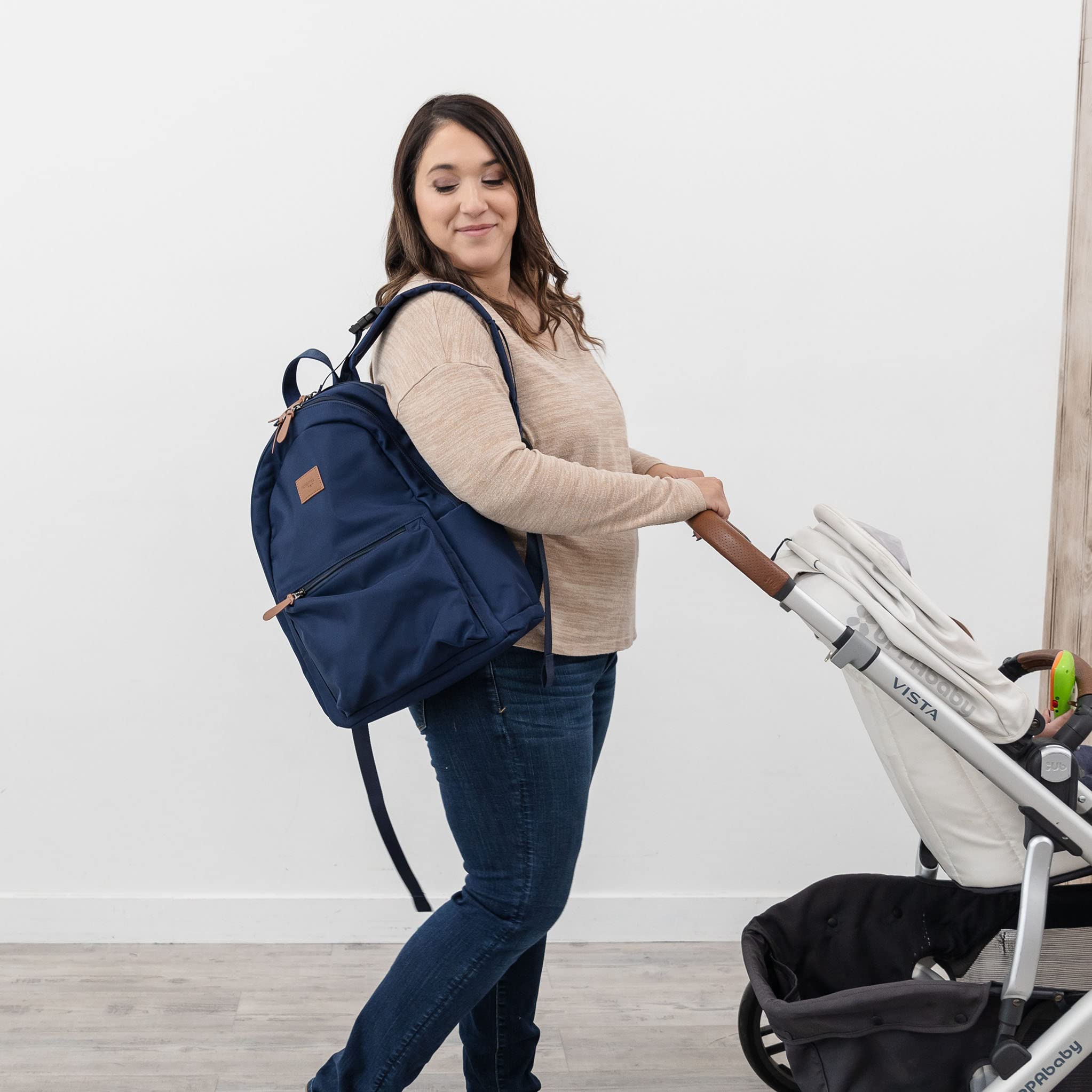 Natemia Waterproof Diaper Backpack - Large Baby Bag with Multiple Pockets, Stroller Straps & Portable Changing Pad - Perfect for Travel, Daycare & On-the-Go Parents