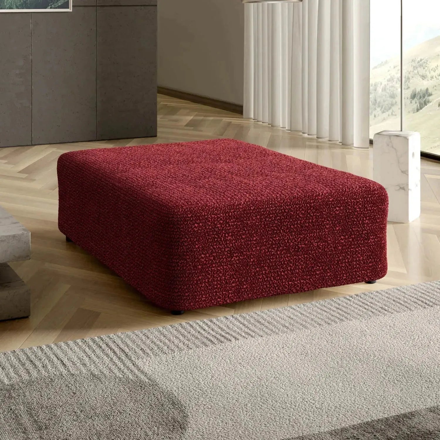 Large Ottoman Slipcover - Microfiber Collection for Living Room, Bedroom & Home Decor | Washable & Durable Furniture Cover